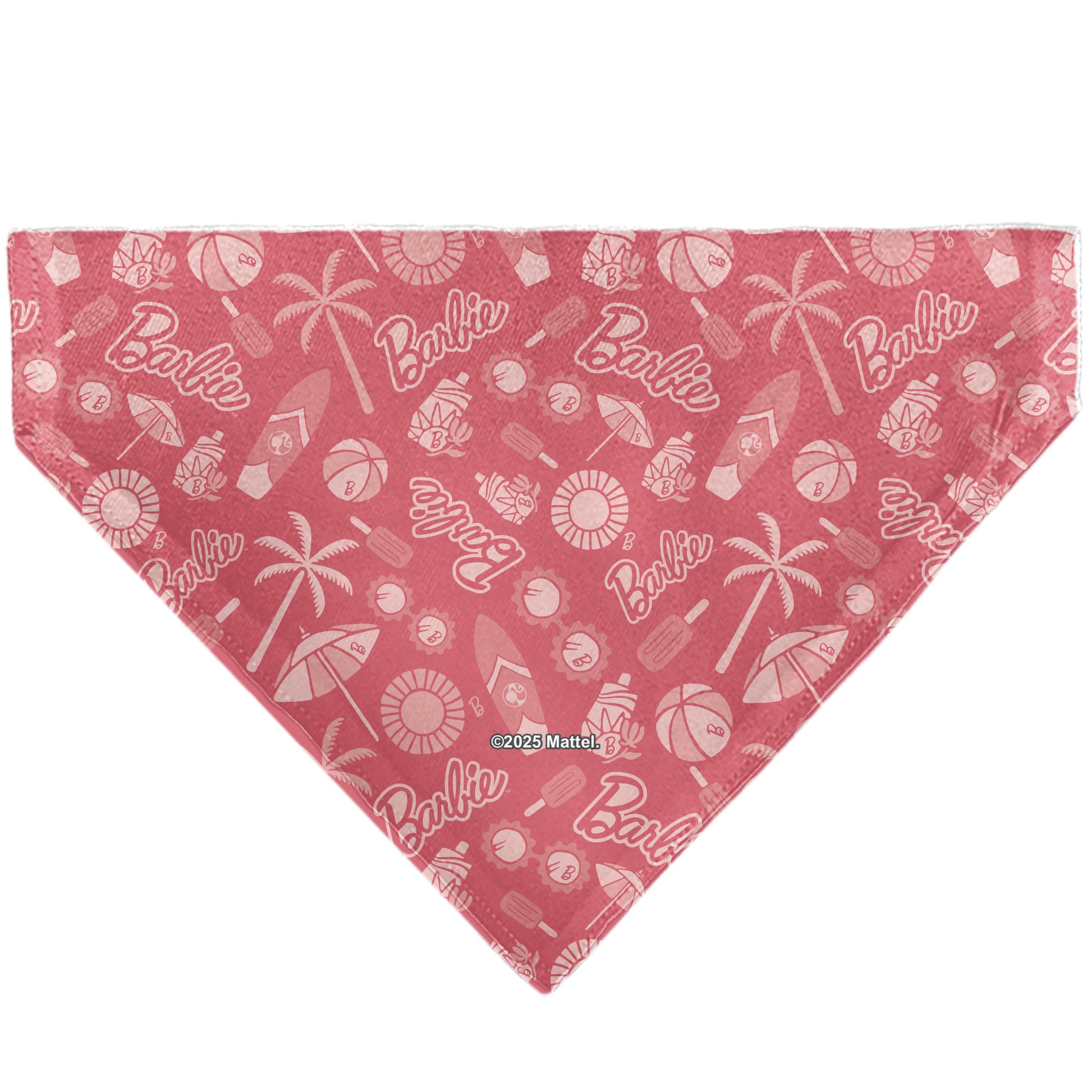 Pet Bandana - Malibu Beach BARBIE Script and Icons Collage Pinks Pet Bandanas Barbie
