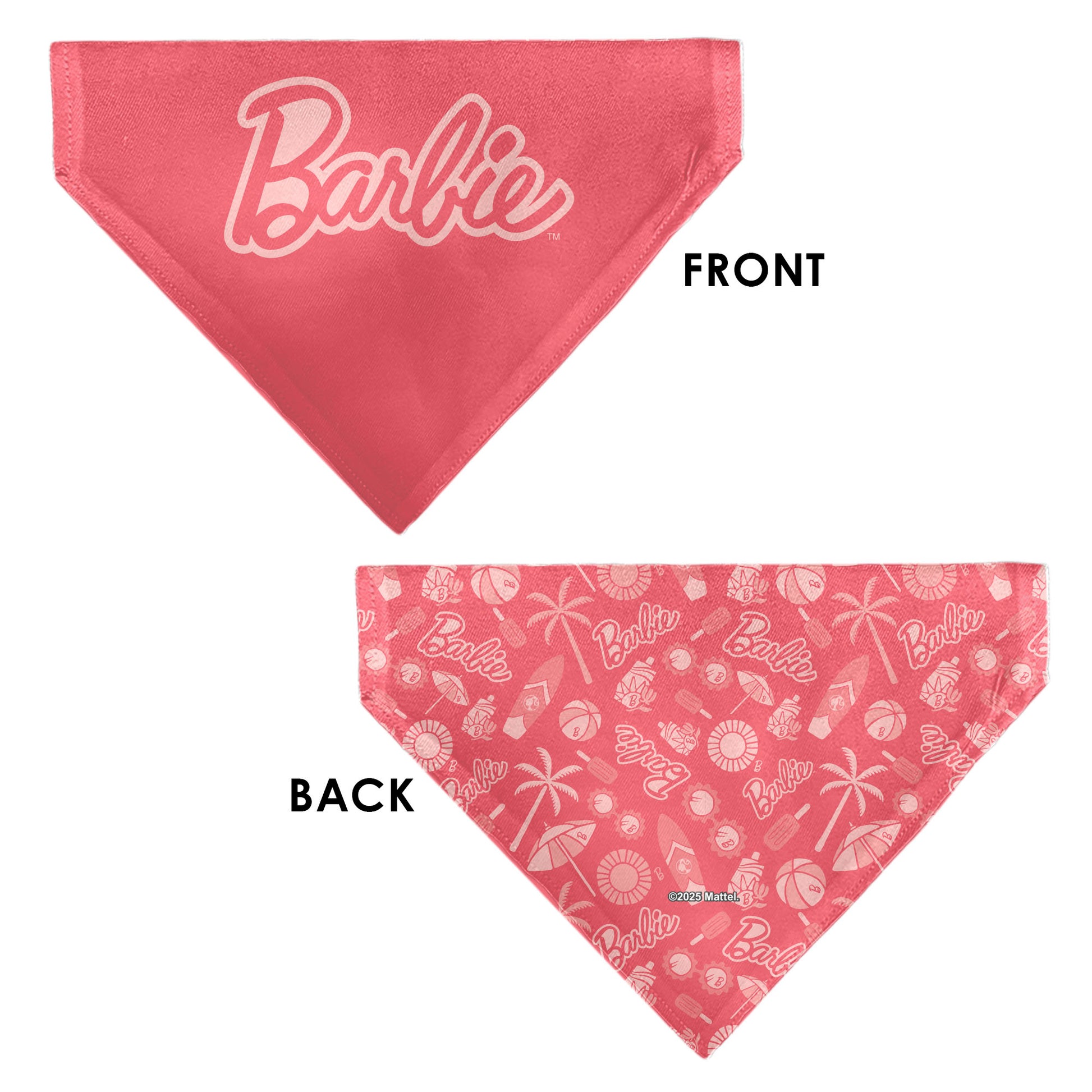 Pet Bandana - Malibu Beach BARBIE Script and Icons Collage Pinks Pet Bandanas Barbie