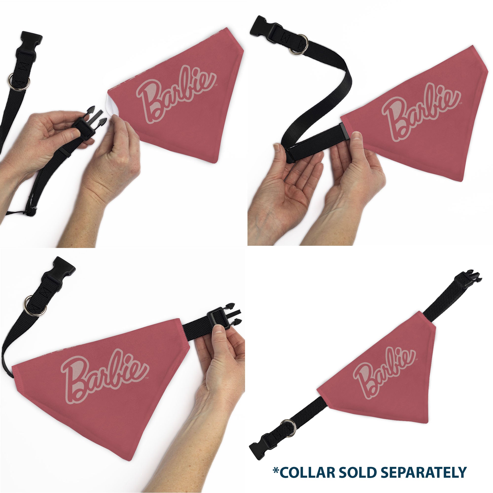 Pet Bandana - Malibu Beach BARBIE Script and Icons Collage Pinks Pet Bandanas Barbie