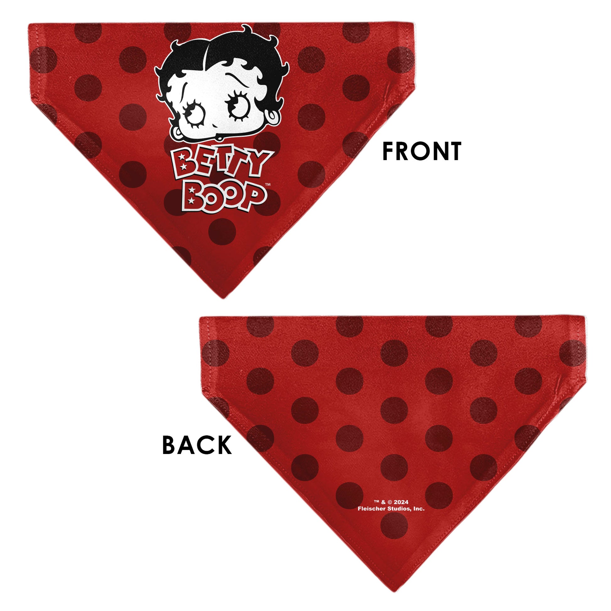 Pet Bandana - Bandana BETTY BOOP Face and Text Polka Dot Reds/Black/White Pet Bandanas Betty Boop