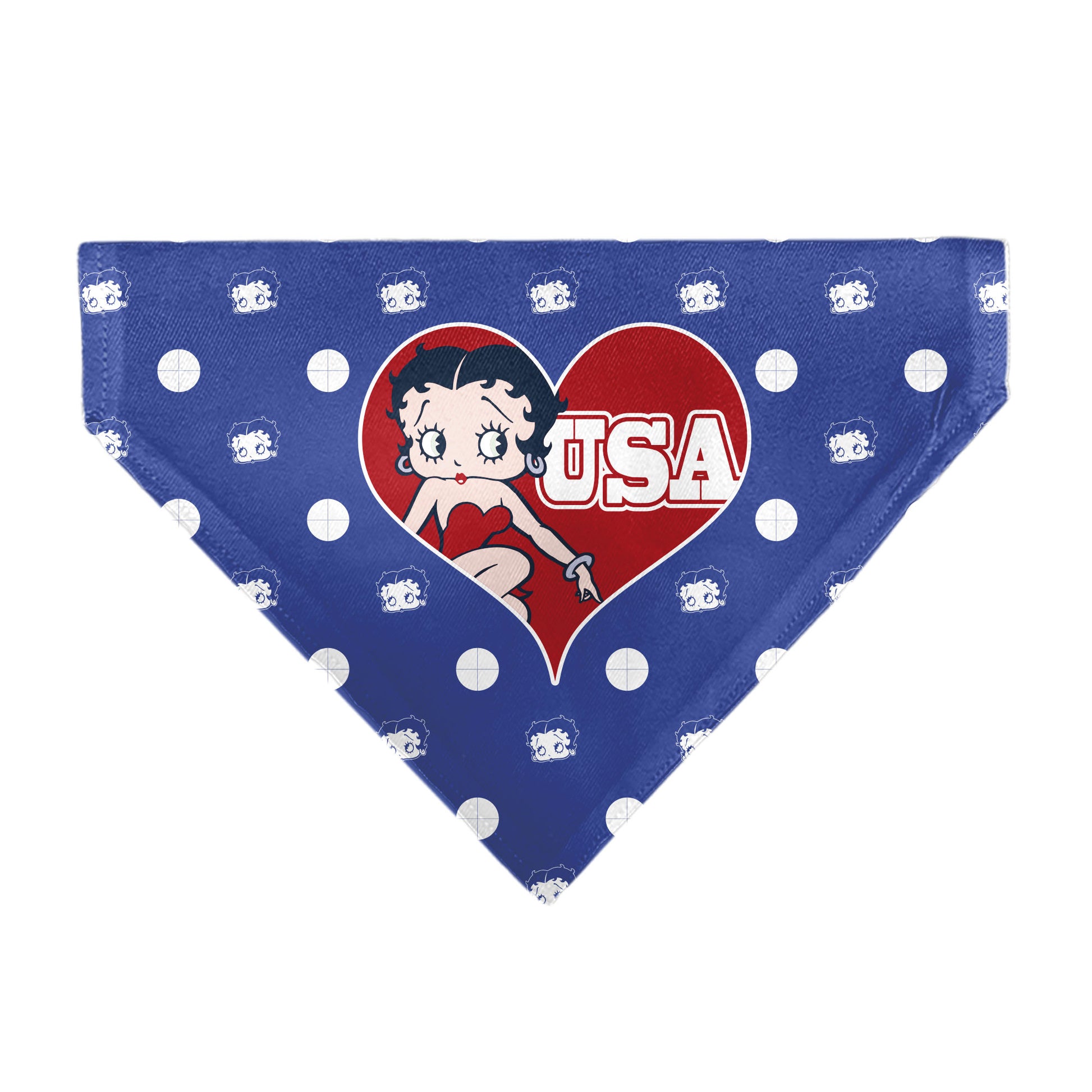 Pet Bandana - Bandana Betty Boop USA Heart Pose Polka Dot/Face Blue/White Pet Bandanas Betty Boop