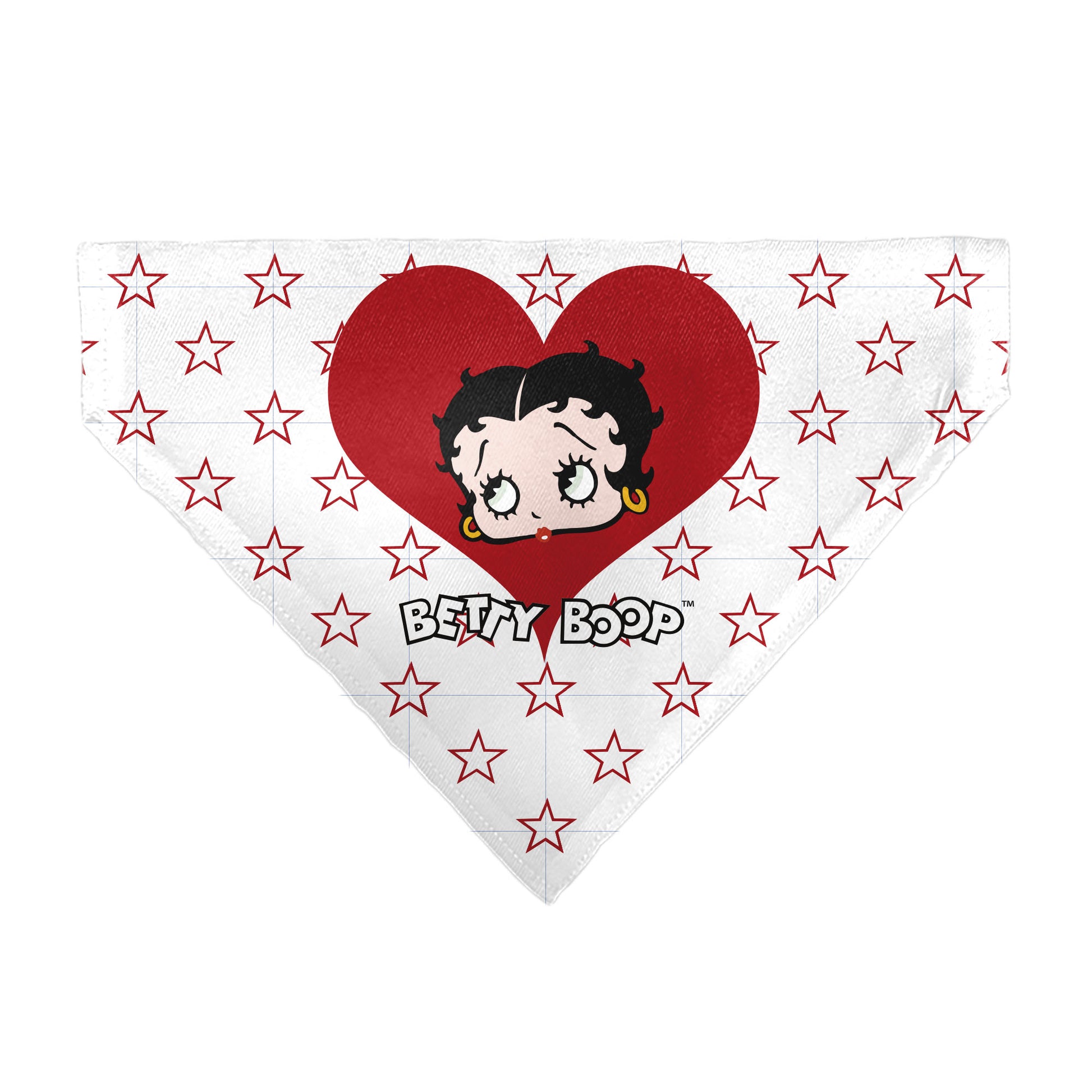 Pet Bandana - Bandana BETTY BOOP Face Heart and Text Stars White/Red Pet Bandanas Betty Boop