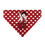 Pet Bandana - Bandana BETTY BOOP Seated Leg Kick Pose and Text Hearts Red/White Pet Bandanas Betty Boop