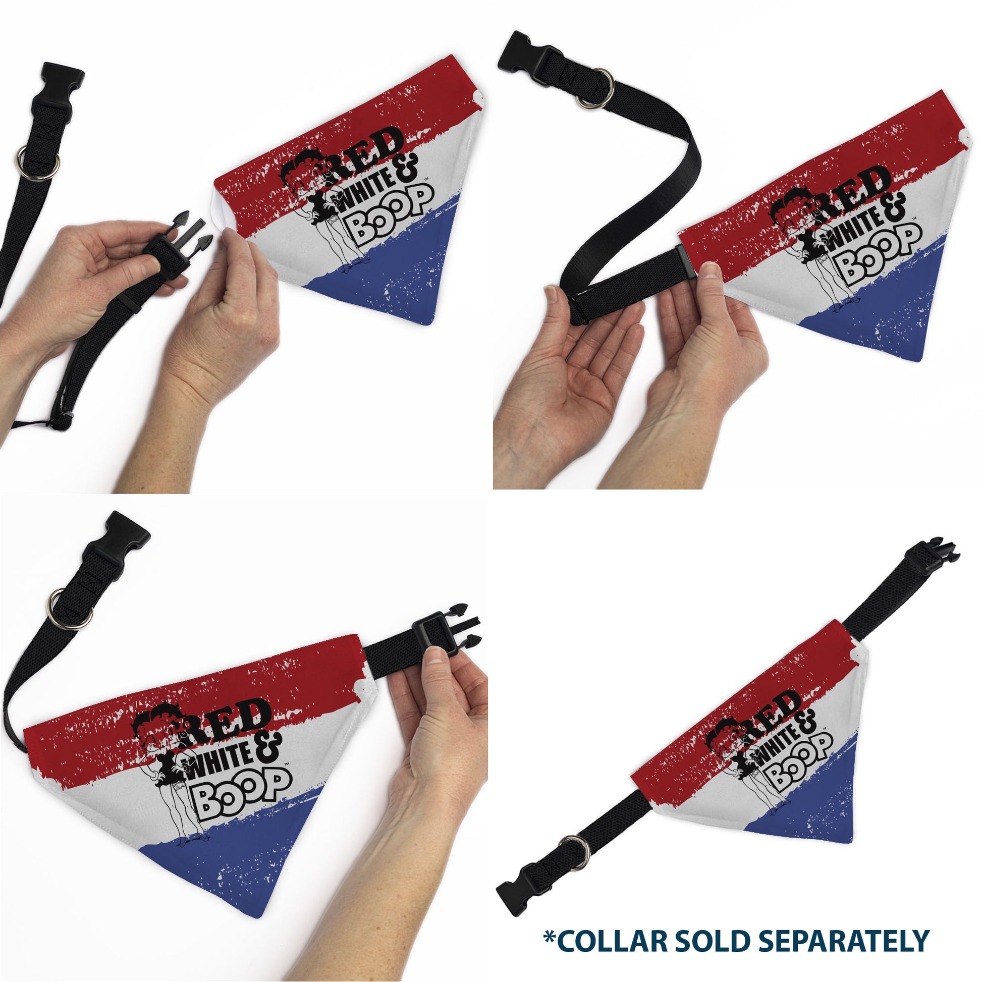 Pet Bandana - Bandana Betty Boop RED WHITE & BOOP Pose Americana Stripe Red/White/Blue/Black Pet Bandanas Betty Boop