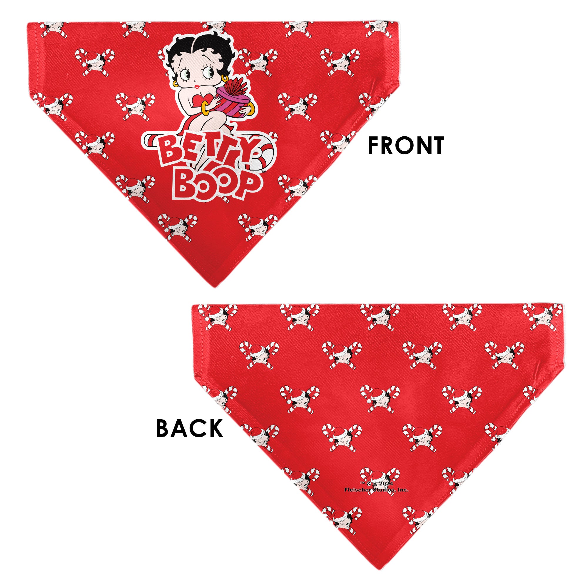 Pet Bandana - Bandana BETTY BOOP Holiday Gift Pose and Santa Betty Winking Icon Red Pet Bandanas Betty Boop