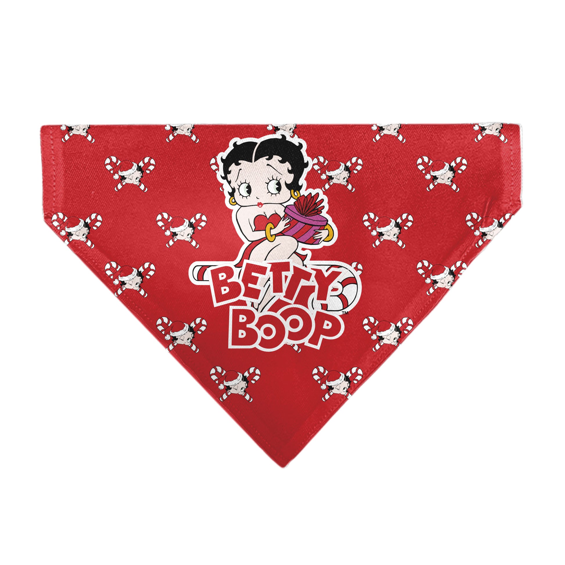 Pet Bandana - Bandana BETTY BOOP Holiday Gift Pose and Santa Betty Winking Icon Red Pet Bandanas Betty Boop