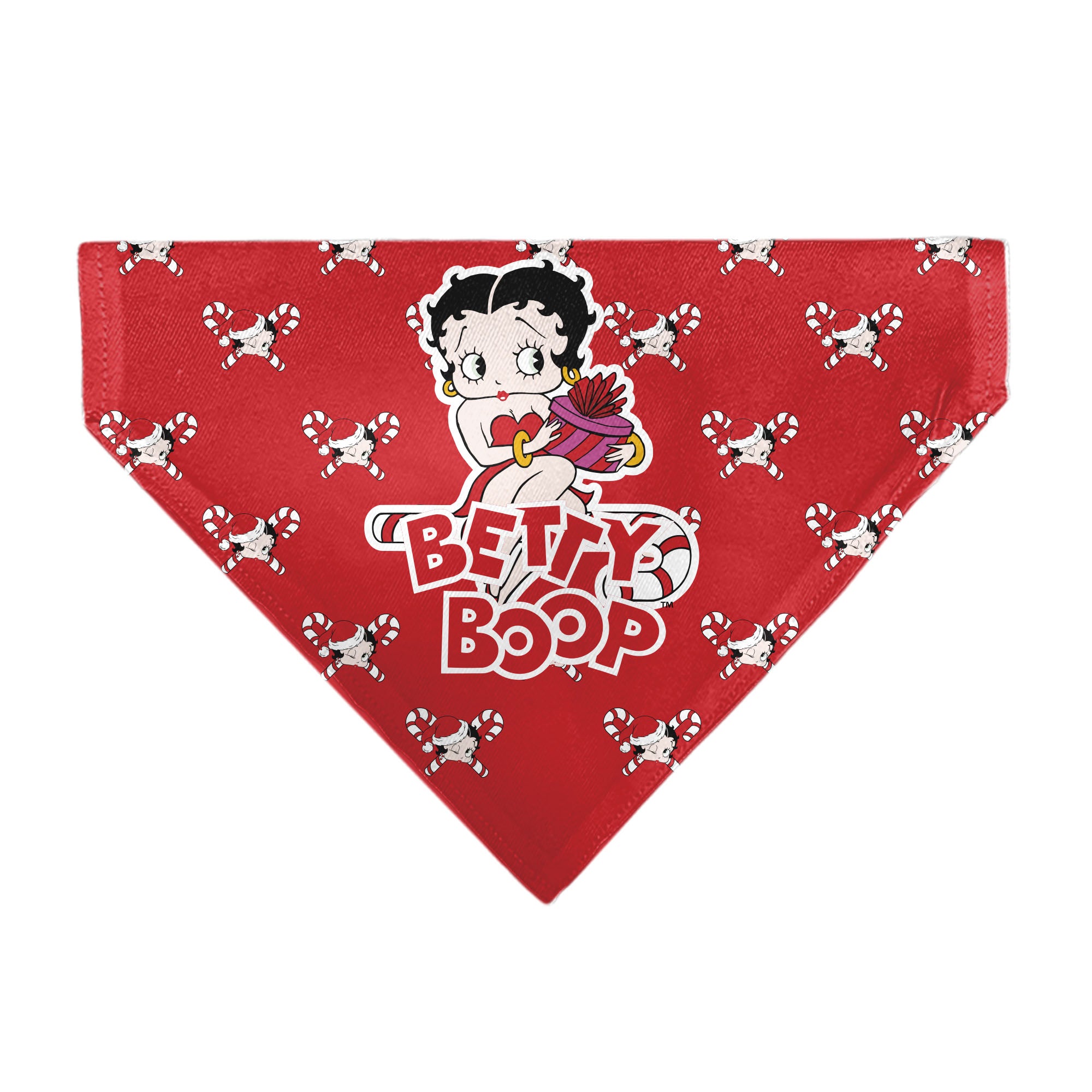 Pet Bandana - Bandana BETTY BOOP Holiday Gift Pose and Santa Betty Winking Icon Red Pet Bandanas Betty Boop
