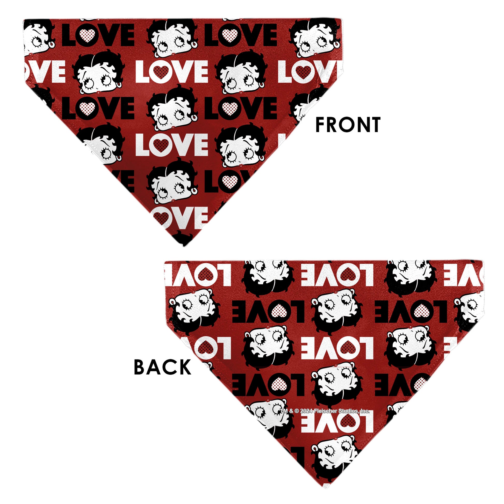 Pet Bandana - Betty Boop LOVE Text and Face Red/Black/White Pet Bandanas Betty Boop