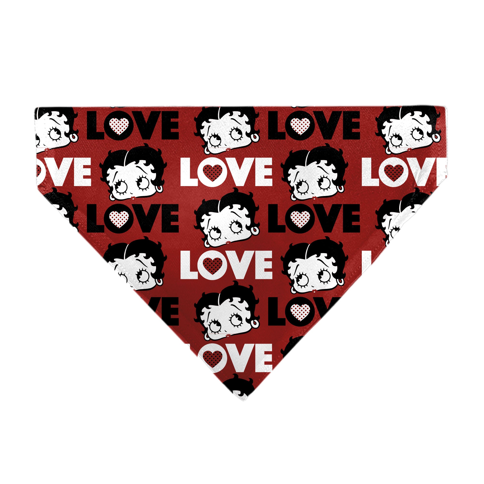 Pet Bandana - Betty Boop LOVE Text and Face Red/Black/White Pet Bandanas Betty Boop