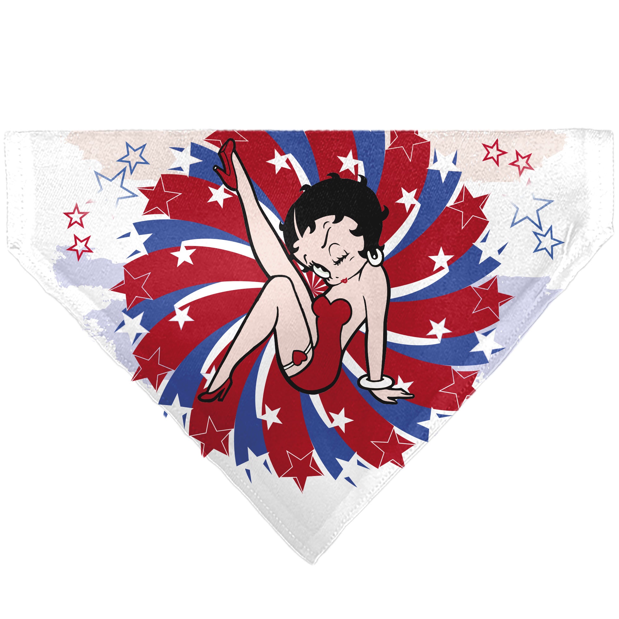 Pet Bandana - Betty Boop Americana Leg Kick Pose White/Red/Blue Pet Bandanas Betty Boop