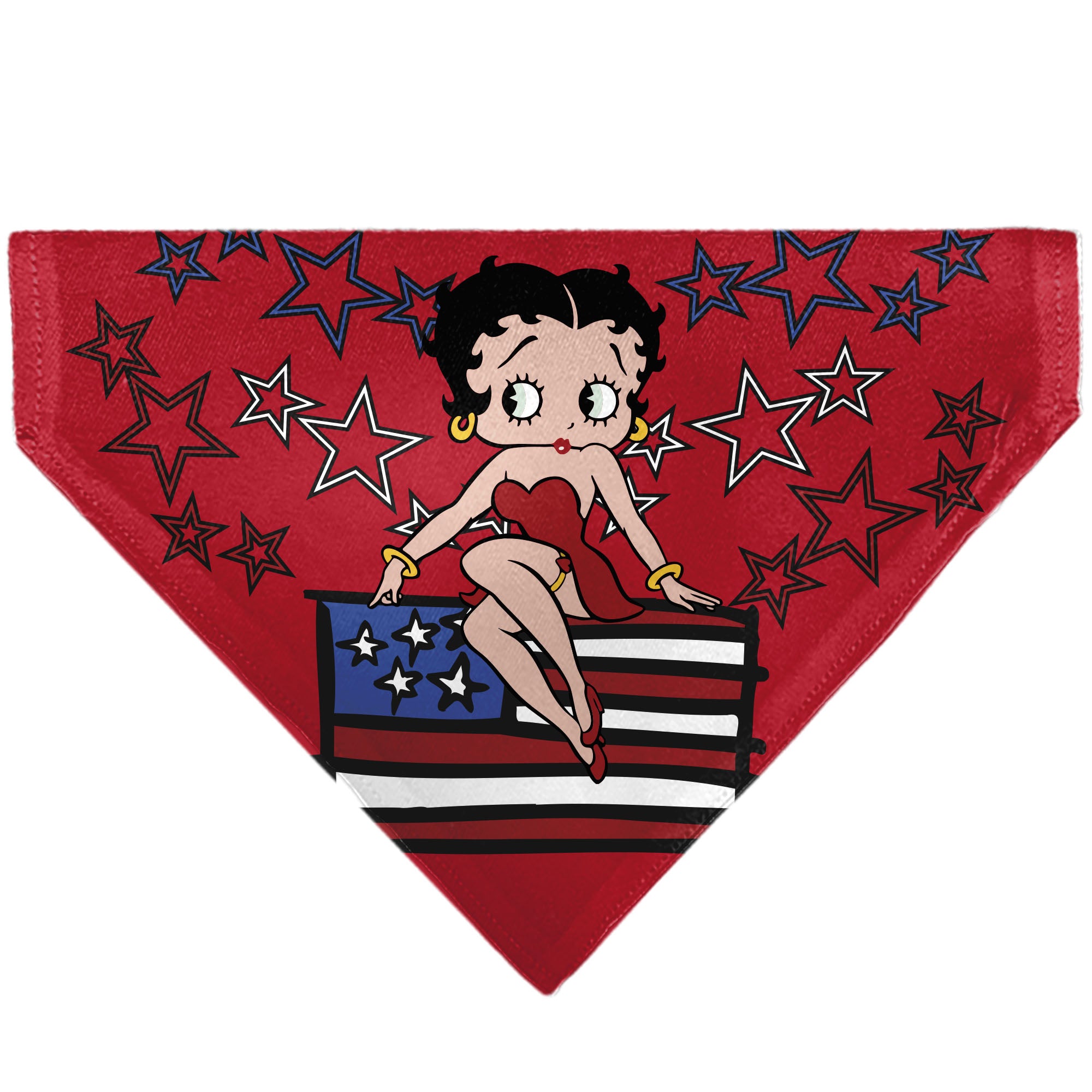 Pet Bandana - Betty Boops Americana Stars and Stripes Pose Reds/White/Blue Pet Bandanas Betty Boop