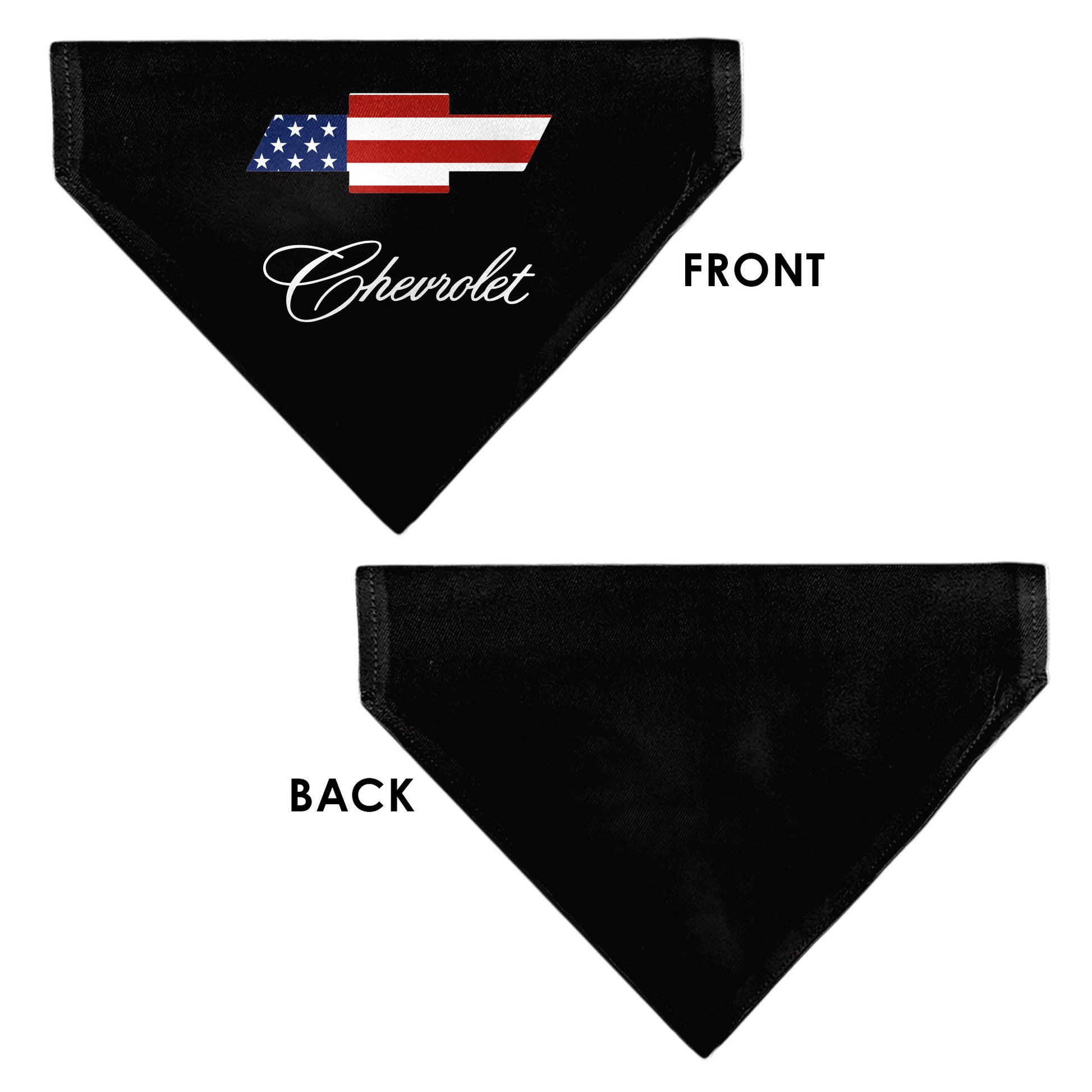 Pet Bandana - CHEVROLET Script and Americana Bowtie Black Pet Bandanas Chevy