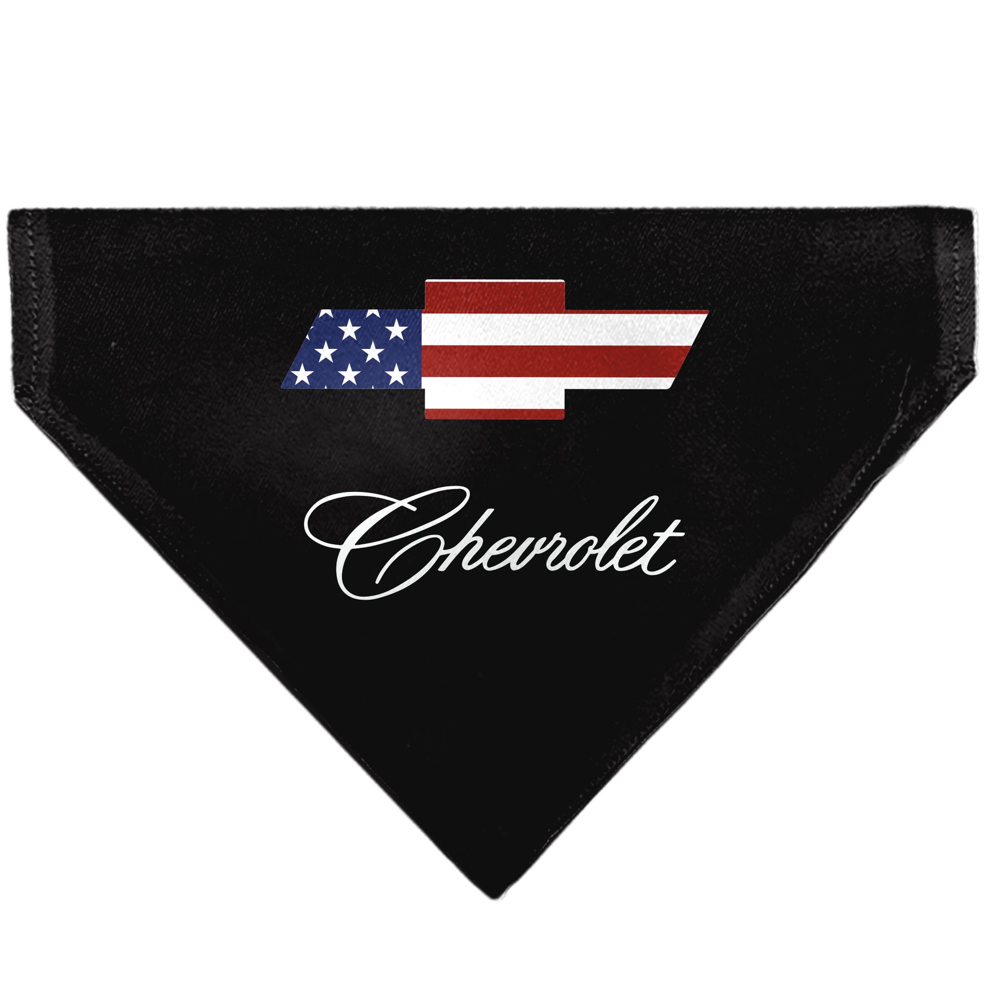 Pet Bandana - CHEVROLET Script and Americana Bowtie Black Pet Bandanas Chevy
