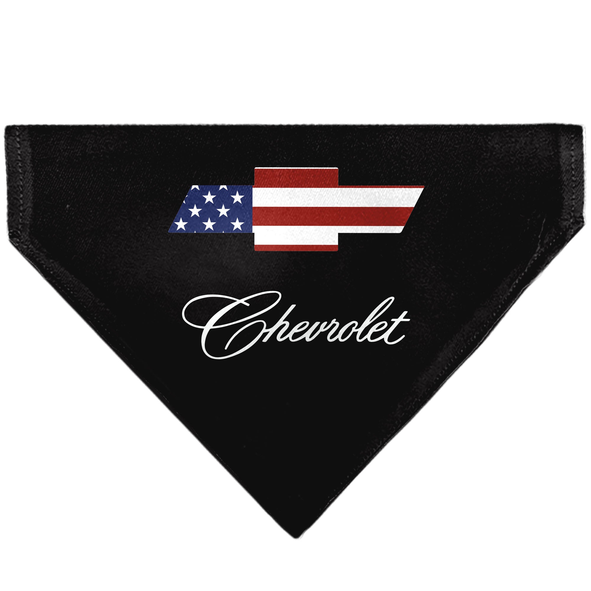 Pet Bandana - CHEVROLET Script and Americana Bowtie Black Pet Bandanas Chevy