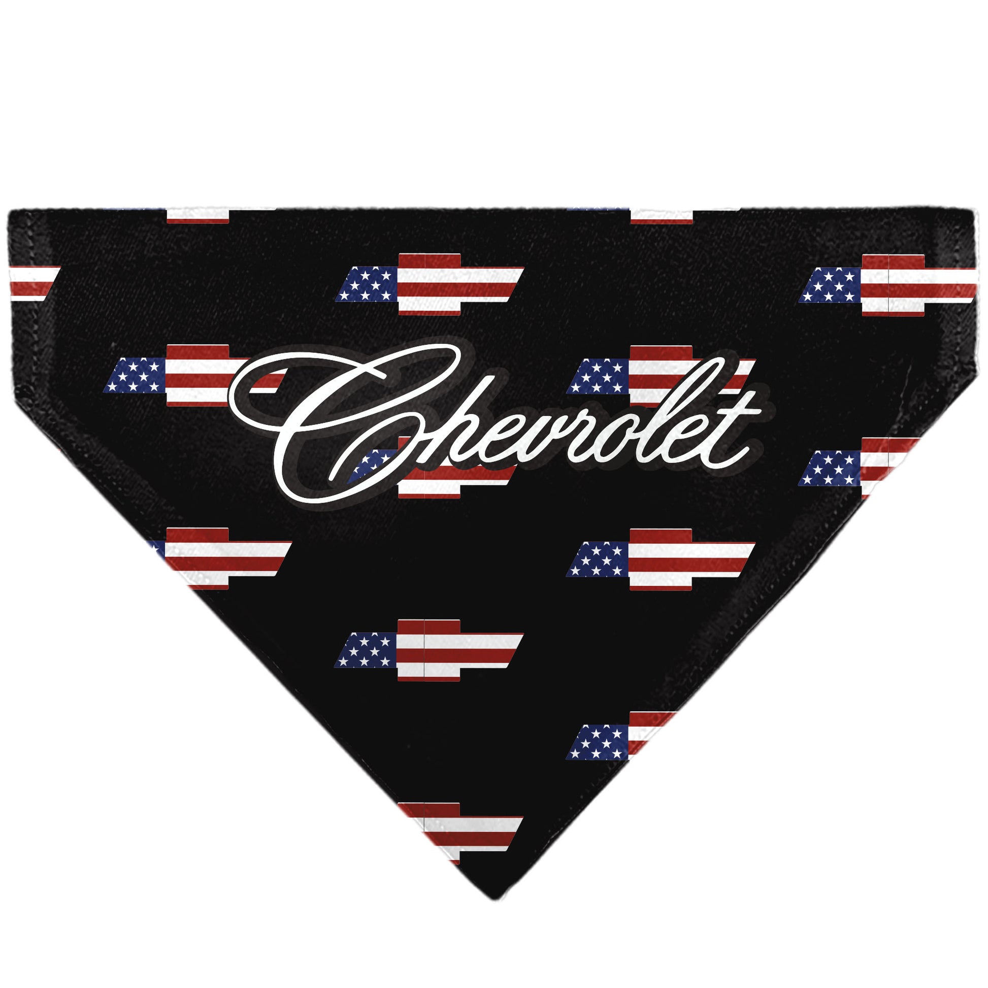 Pet Bandana - CHEVROLET Script and Americana Bowtie Repeat Black Pet Bandanas Chevy