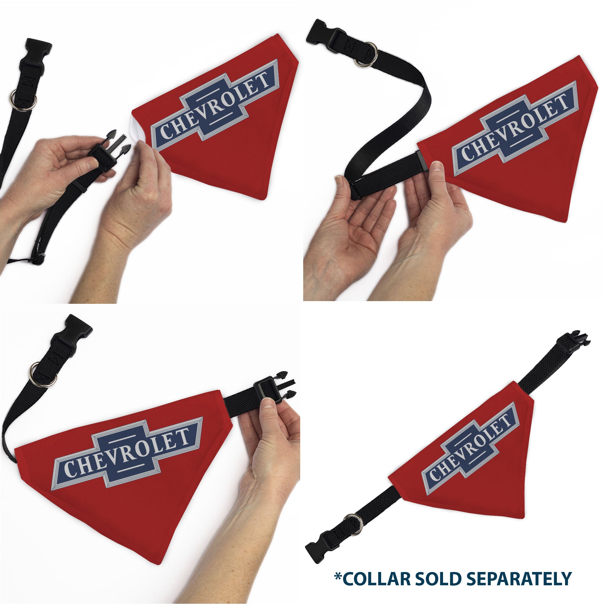 Pet Bandana - CHEVROLET 1940 Bowtie Text Logo Red/White/Blue Pet Bandanas Chevy