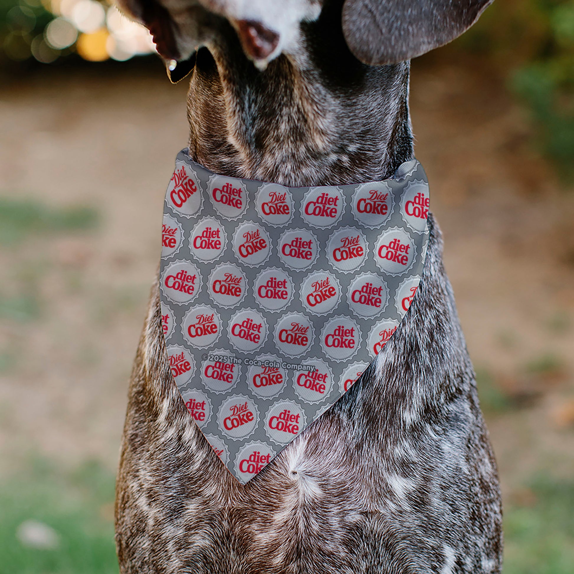 Pet Bandana - DIET COKE Bottle Caps Scattered Grays/White/Red Pet Bandanas Coca-Cola