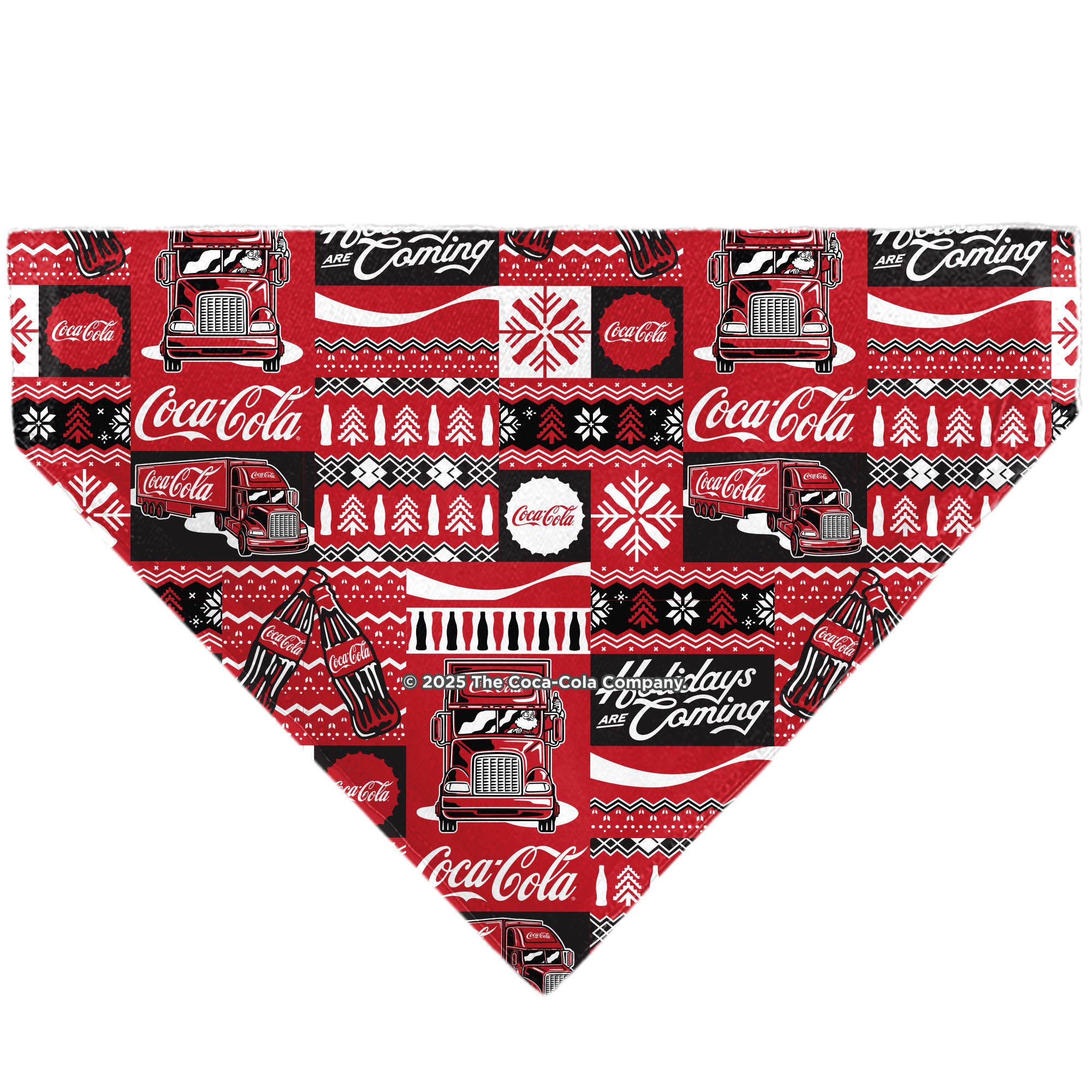 Pet Bandana - Coca-Cola Holiday Sweater Collage Red/Black/White Pet Bandanas Coca-Cola