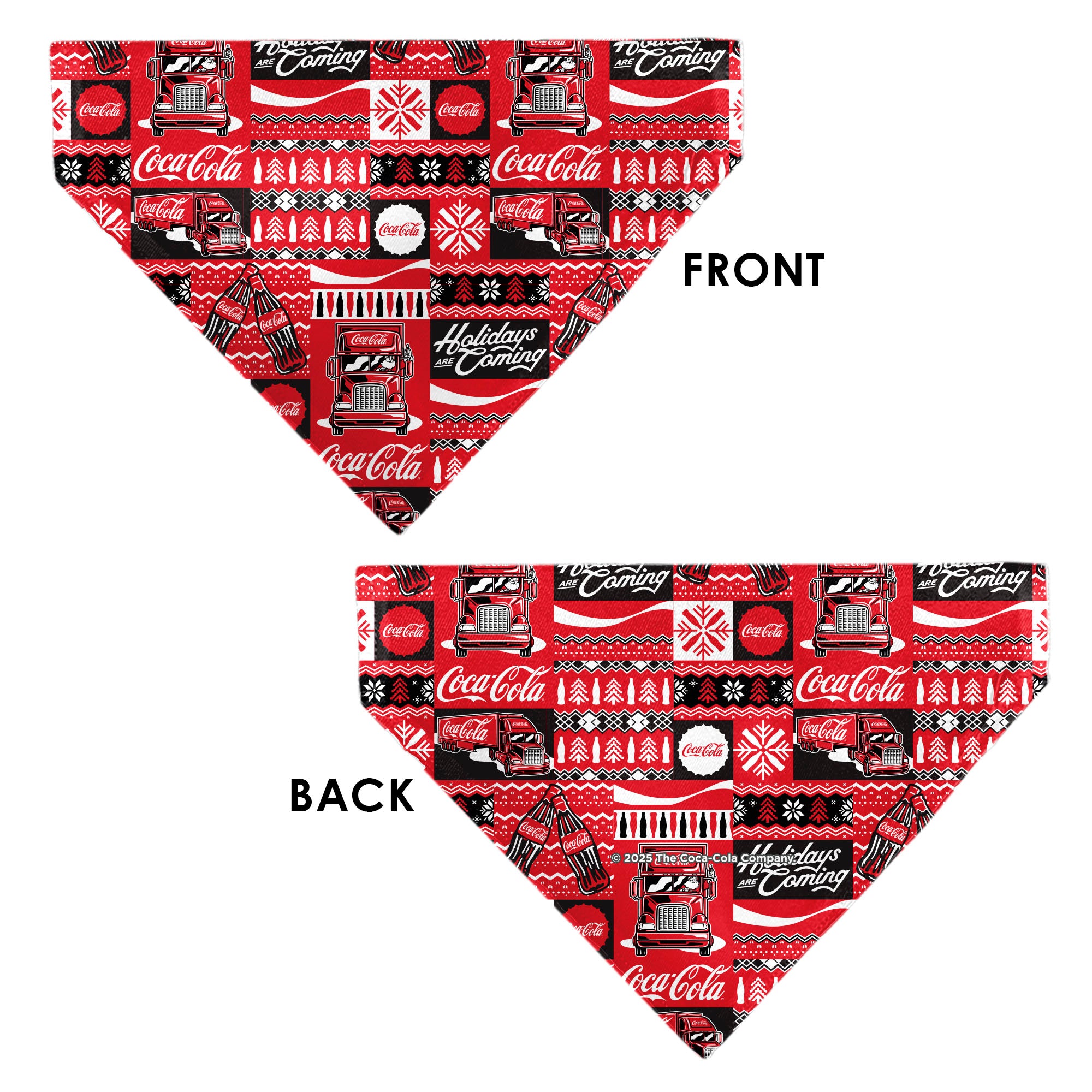 Pet Bandana - Coca-Cola Holiday Sweater Collage Red/Black/White Pet Bandanas Coca-Cola