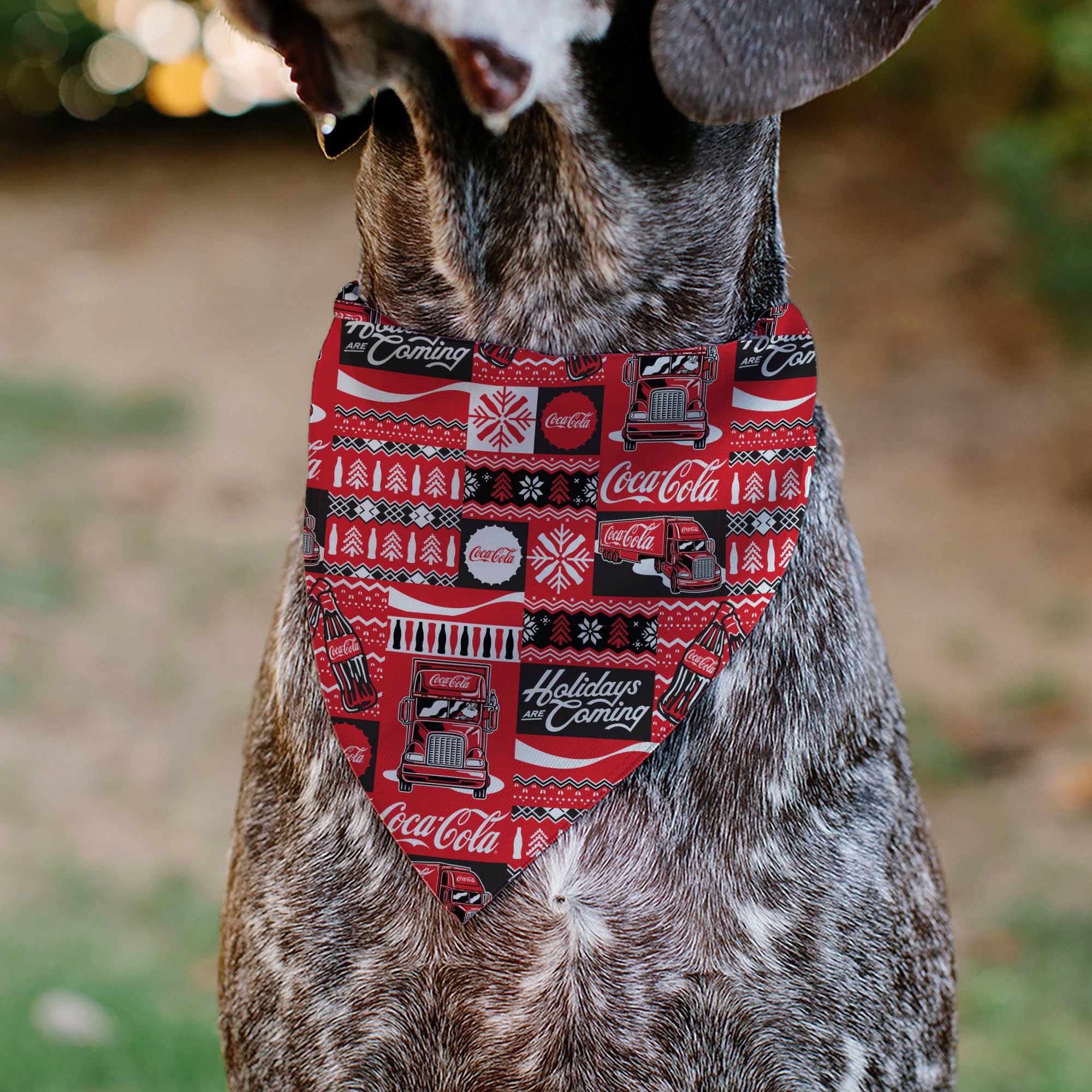 Pet Bandana - Coca-Cola Holiday Sweater Collage Red/Black/White Pet Bandanas Coca-Cola
