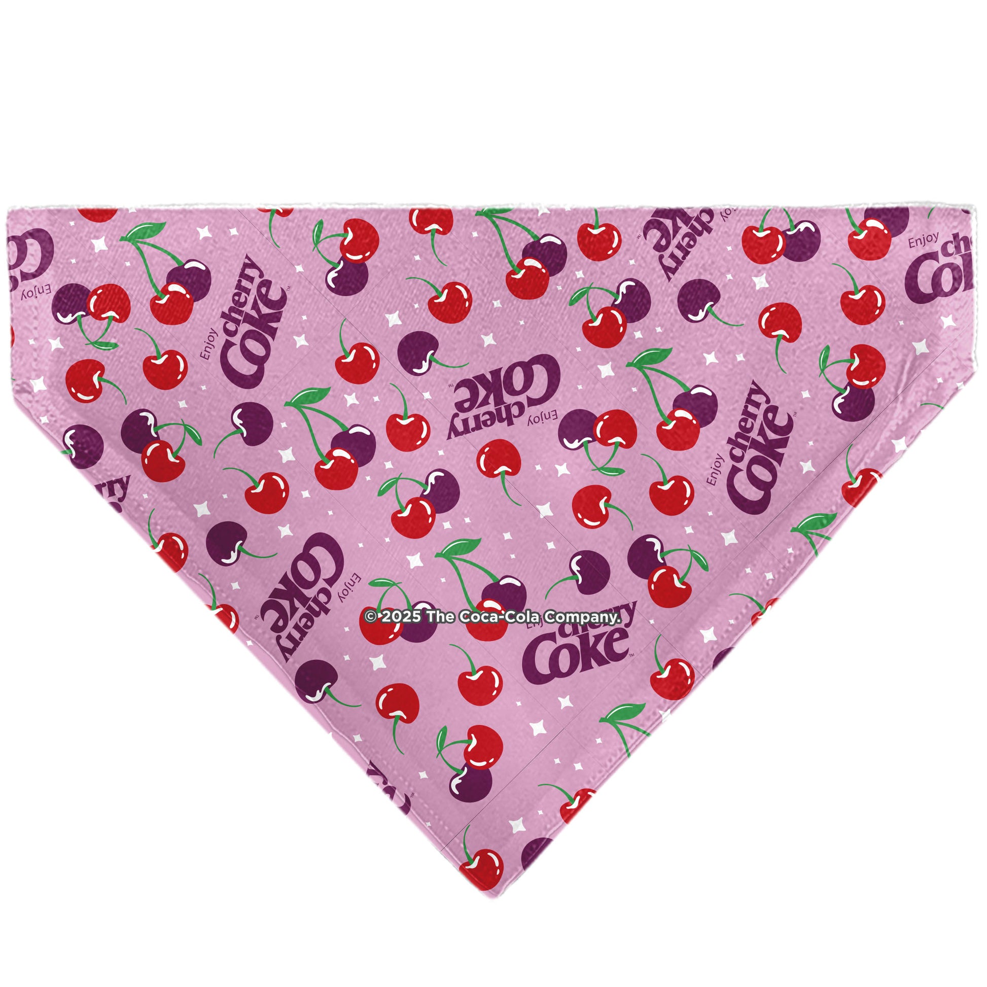 Pet Bandana - CHERRY COKE Cherries and Logo Scattered Pink Pet Bandanas Coca-Cola
