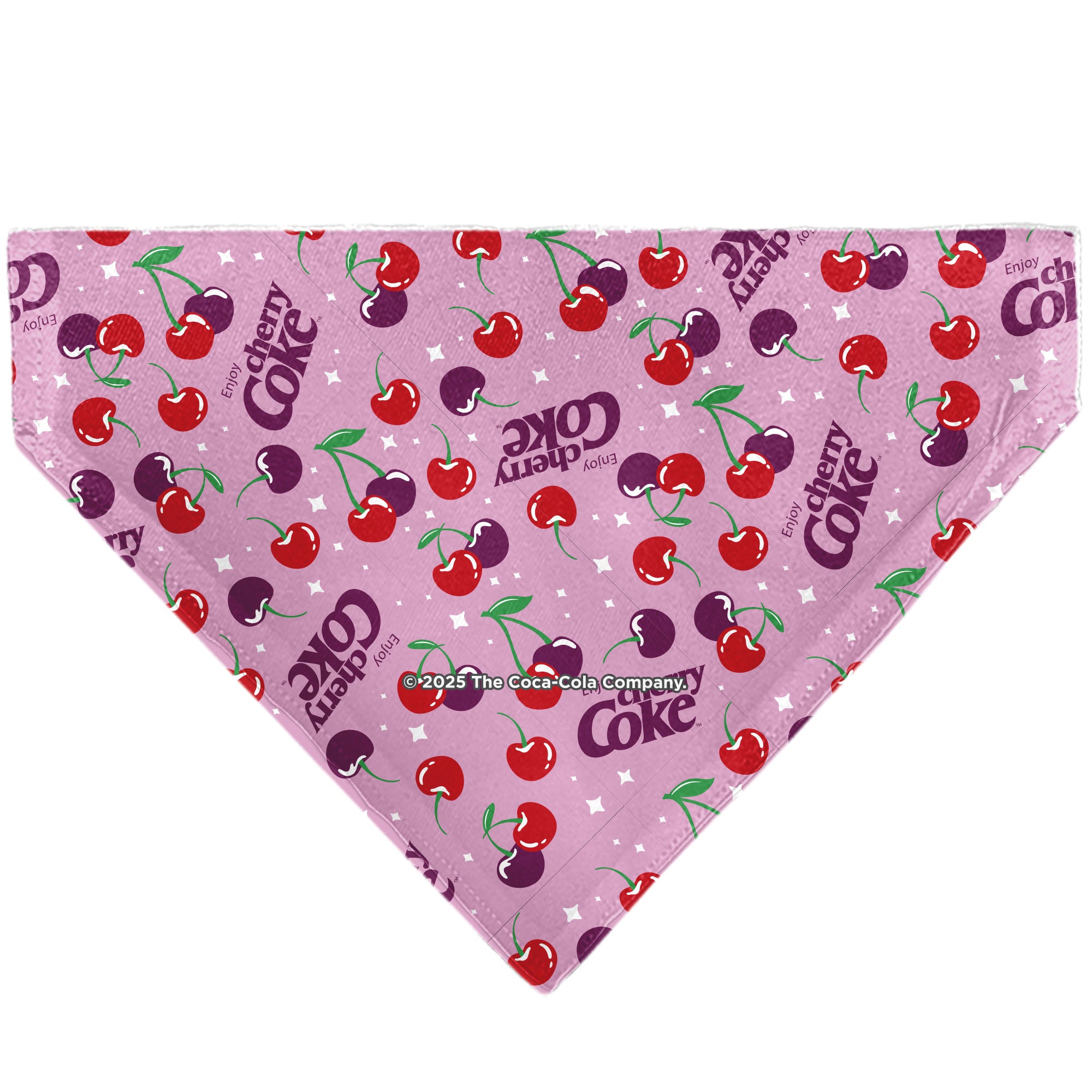 Pet Bandana - CHERRY COKE Cherries and Logo Scattered Pink Pet Bandanas Coca-Cola