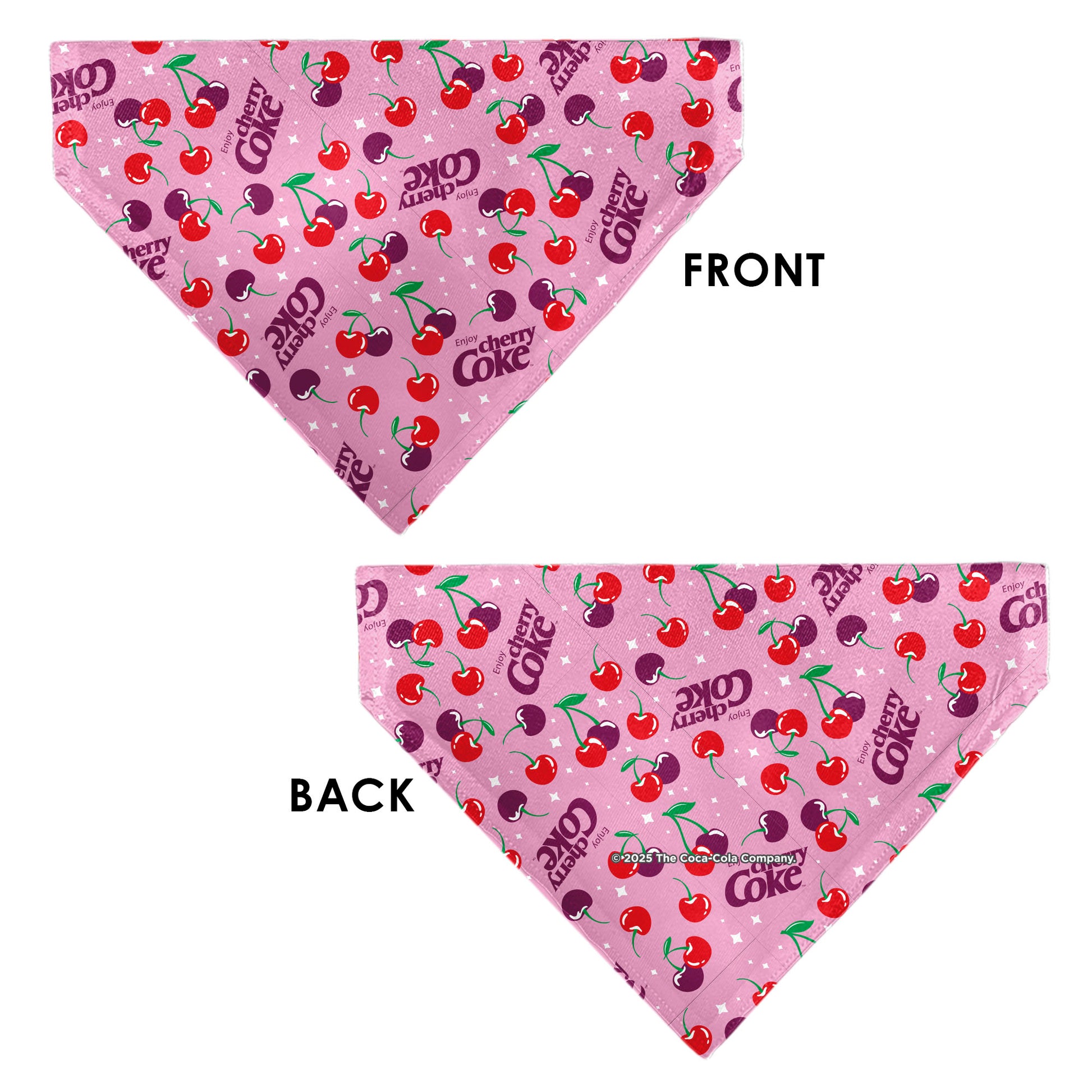Pet Bandana - CHERRY COKE Cherries and Logo Scattered Pink Pet Bandanas Coca-Cola