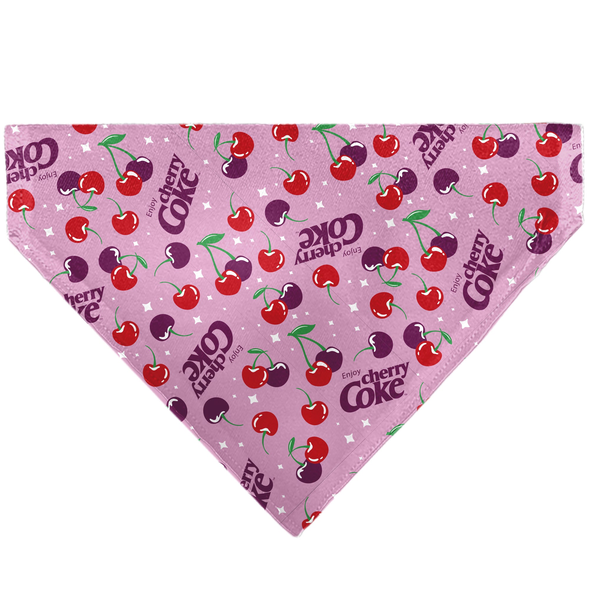 Pet Bandana - CHERRY COKE Cherries and Logo Scattered Pink Pet Bandanas Coca-Cola