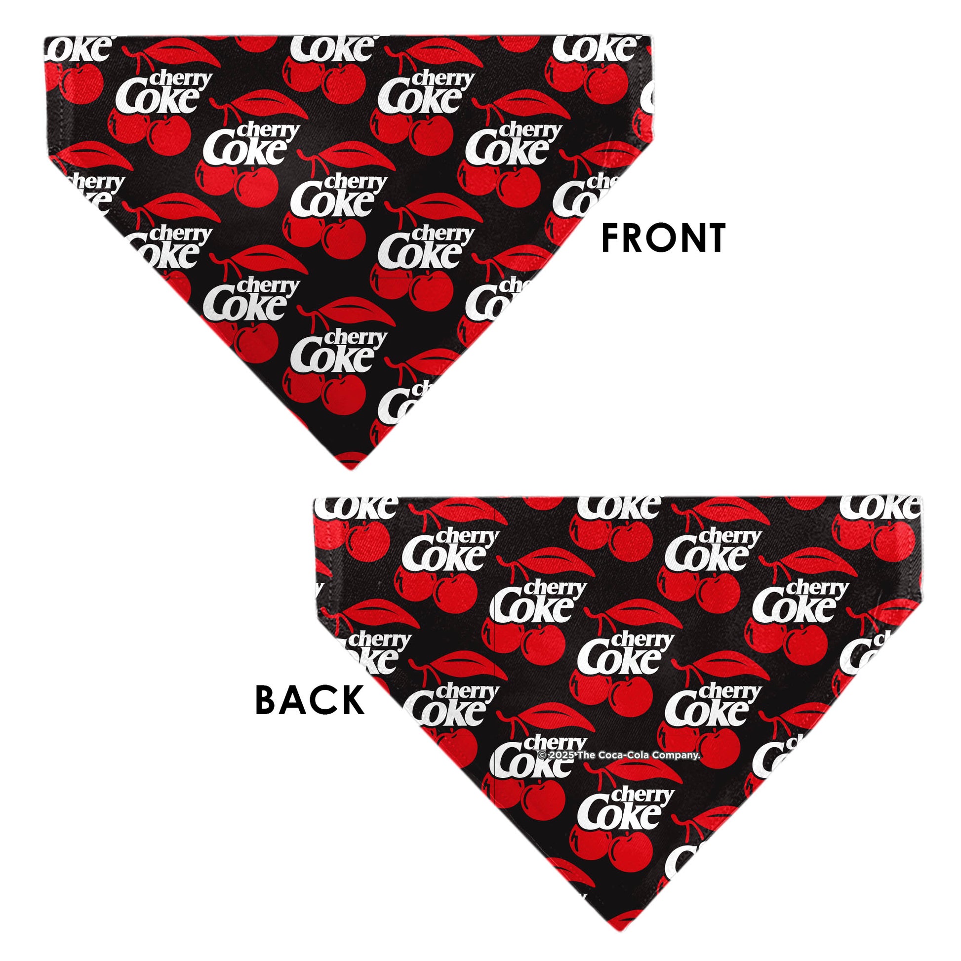 Pet Bandana - CHERRY COKE and Cherries Logo Collage Black/Red/White Pet Bandanas Coca-Cola