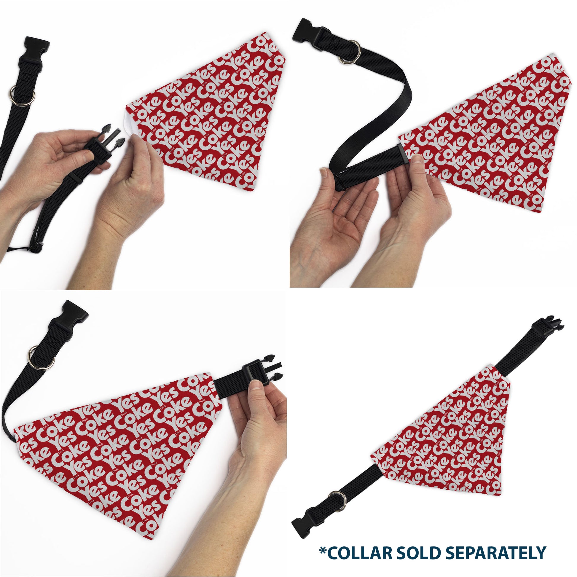 Pet Bandana - Coca-Cola YES COKE YES Text Collage Red/White Pet Bandanas Coca-Cola
