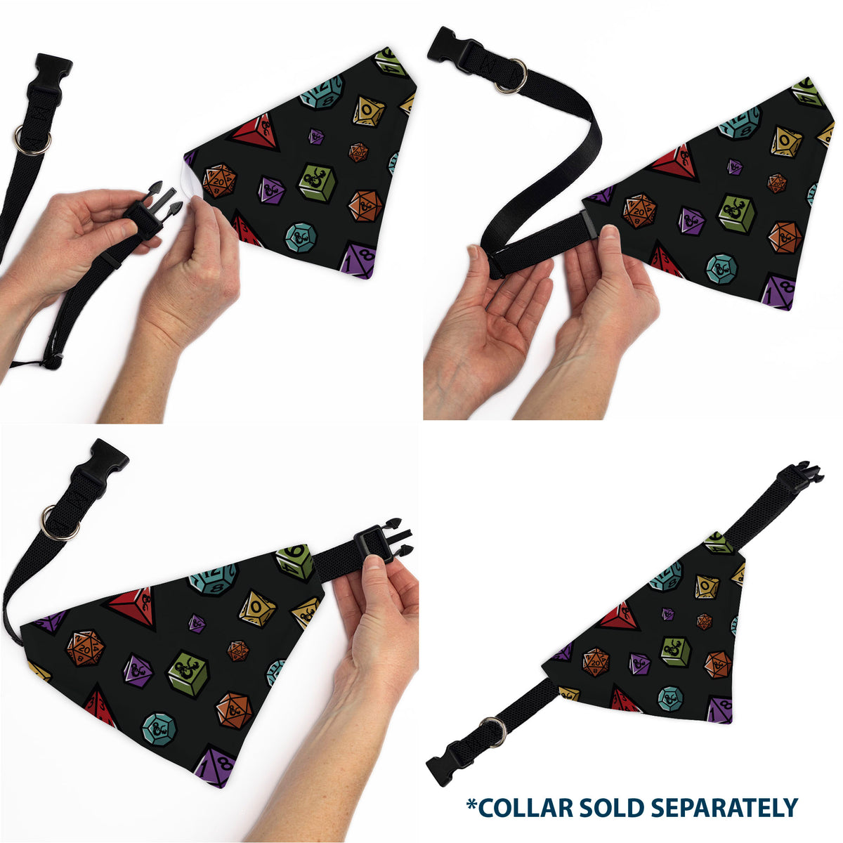 Pet Bandana - Dungeons & Dragons Dice Scattered and Ampersand Logo Dark Gray Pet Bandanas Dungeons & Dragons