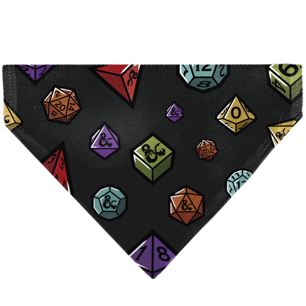 Pet Bandana - Dungeons & Dragons Dice Scattered and Ampersand Logo Dark Gray Pet Bandanas Dungeons & Dragons