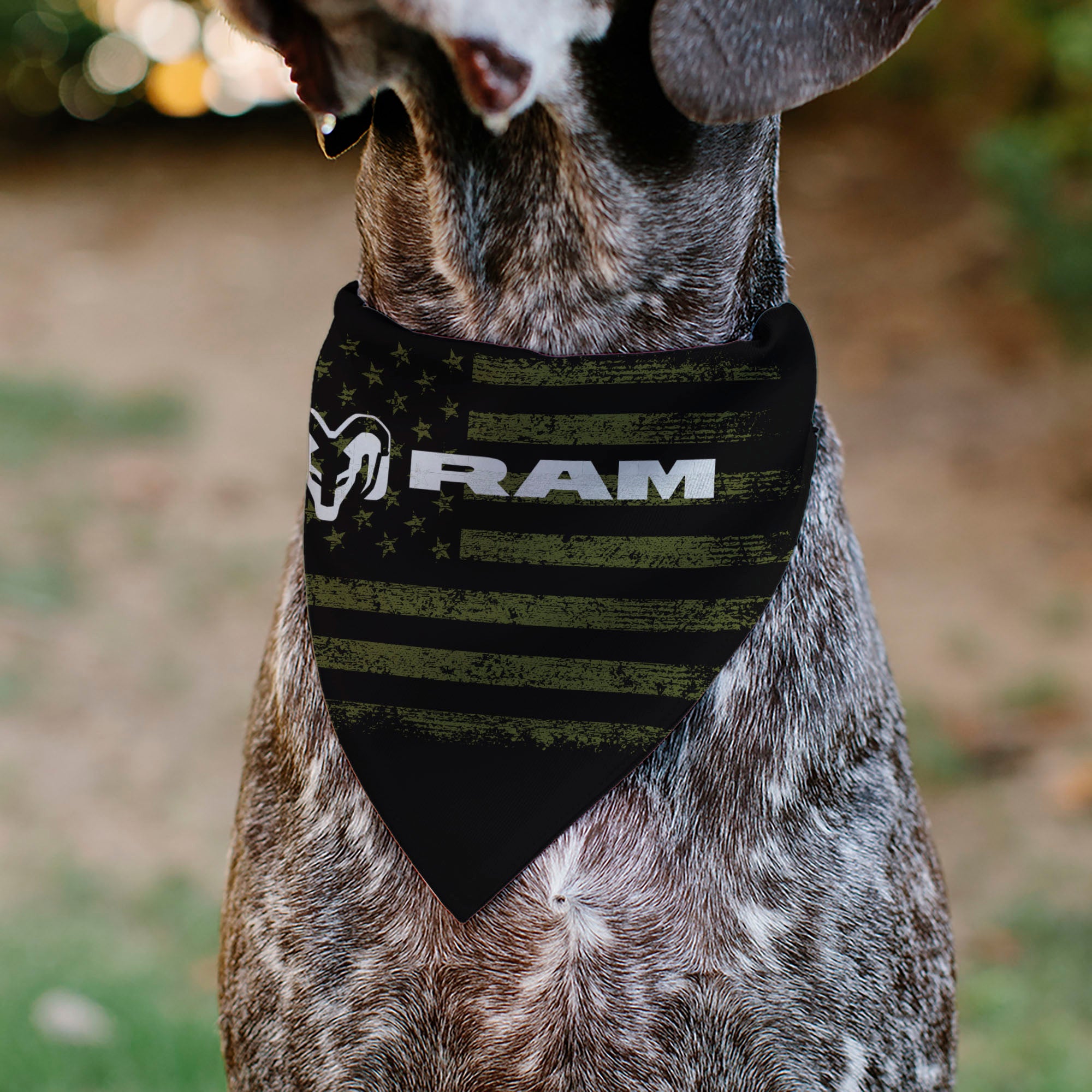 Pet Bandana - RAM Americana Stars and Stripes Weathered Black/Brown/White Pet Bandanas Ram