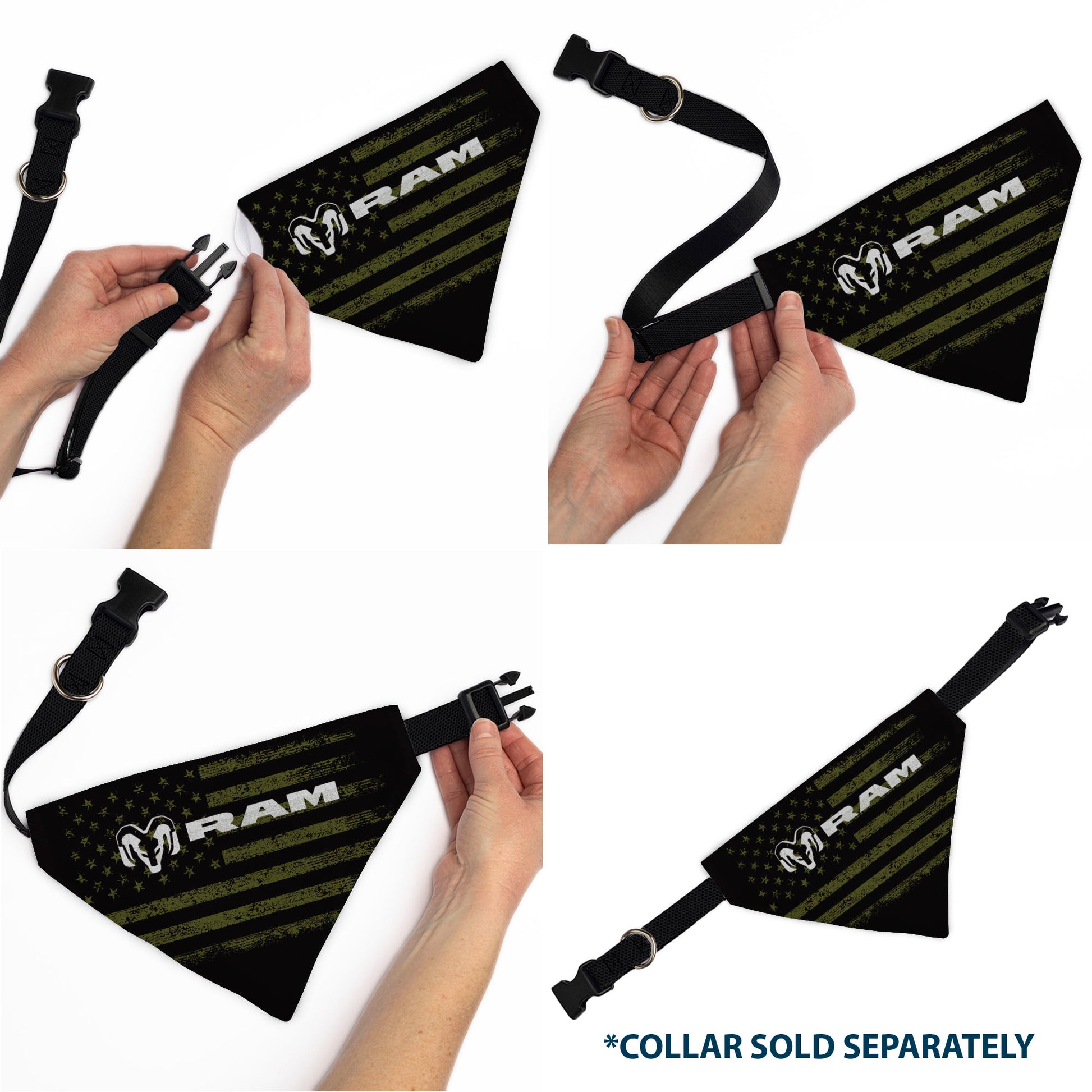 Pet Bandana - RAM Americana Stars and Stripes Weathered Black/Brown/White Pet Bandanas Ram