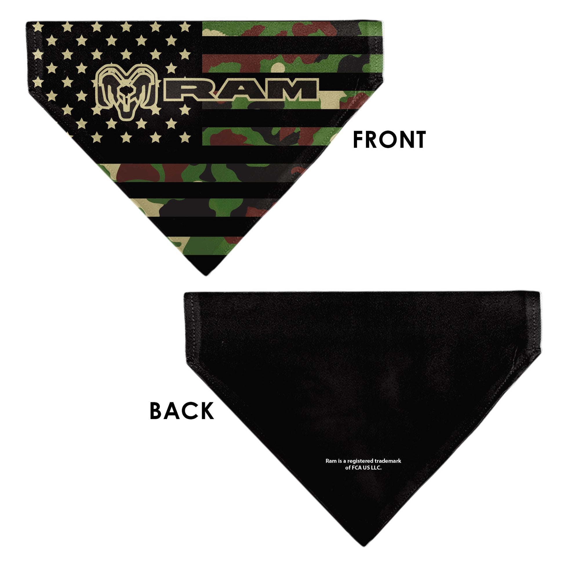 Pet Bandana - RAM Americana Stars and Stripes Black/Camo Olive Pet Bandanas Ram