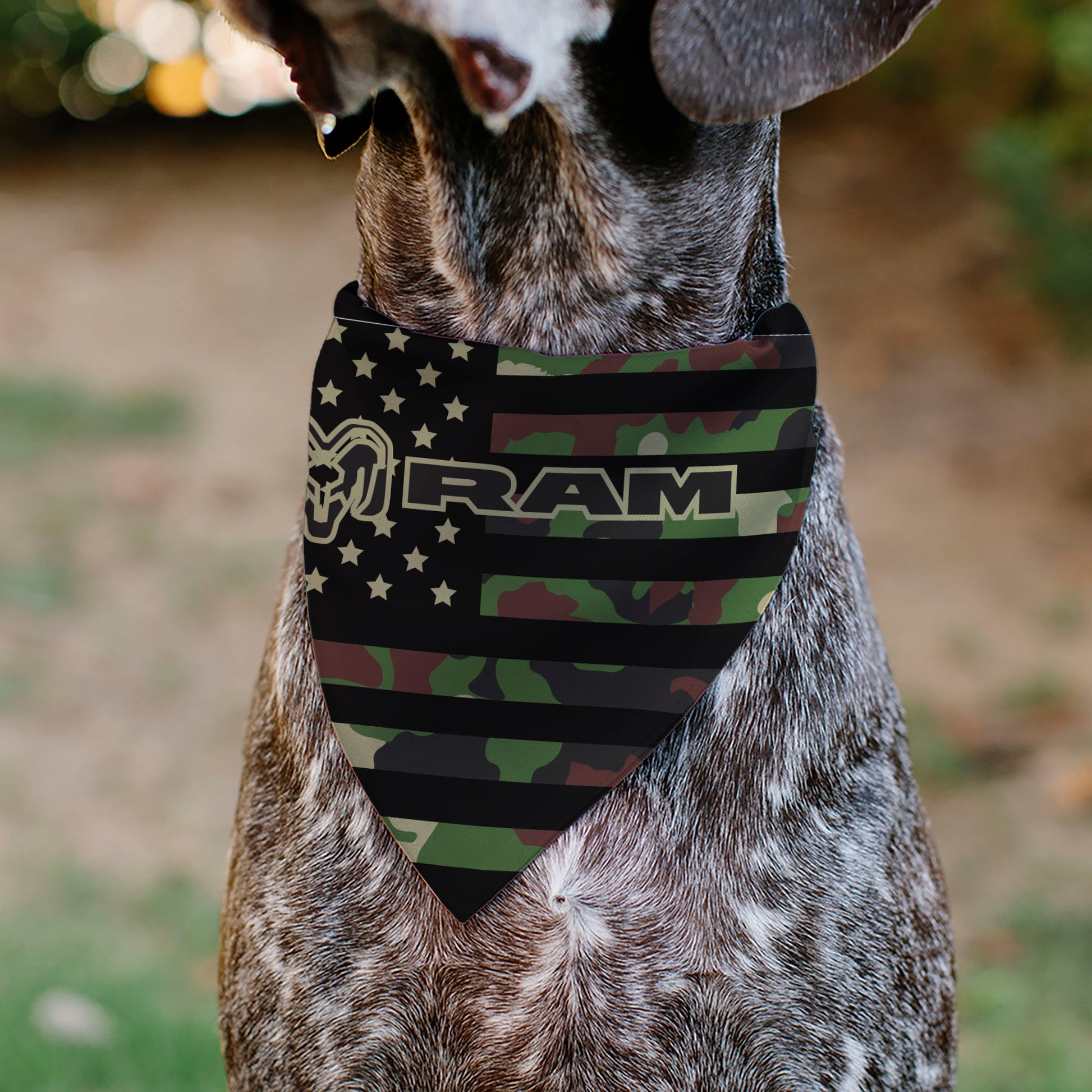 Pet Bandana - RAM Americana Stars and Stripes Black/Camo Olive Pet Bandanas Ram