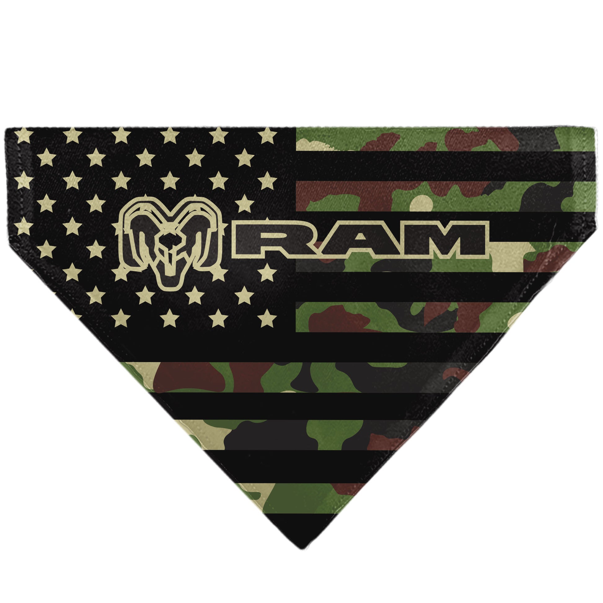 Pet Bandana - RAM Americana Stars and Stripes Black/Camo Olive Pet Bandanas Ram