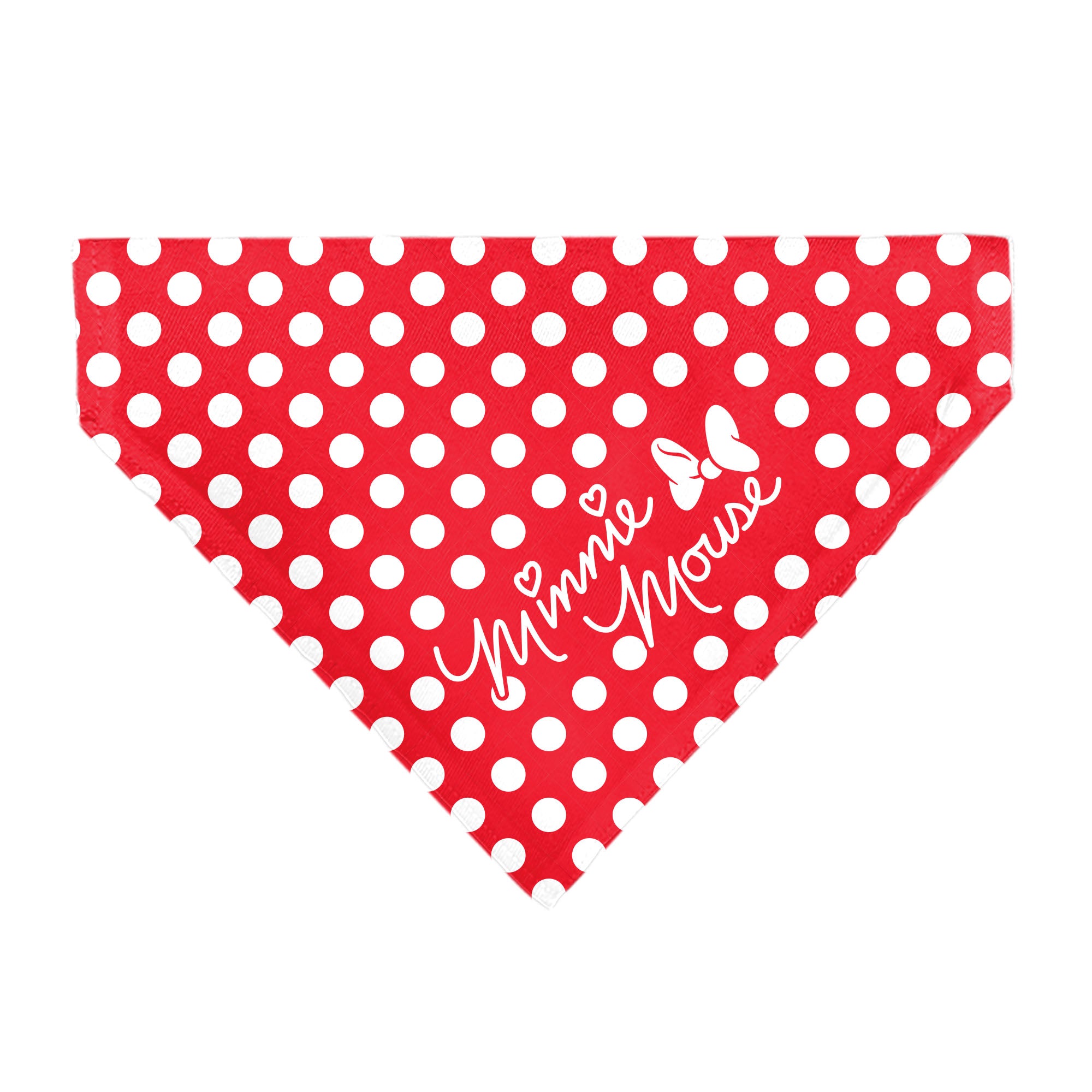Pet Bandana - MINNIE MOUSE Autograph Script Polka Dot Red/White Pet Bandanas Disney