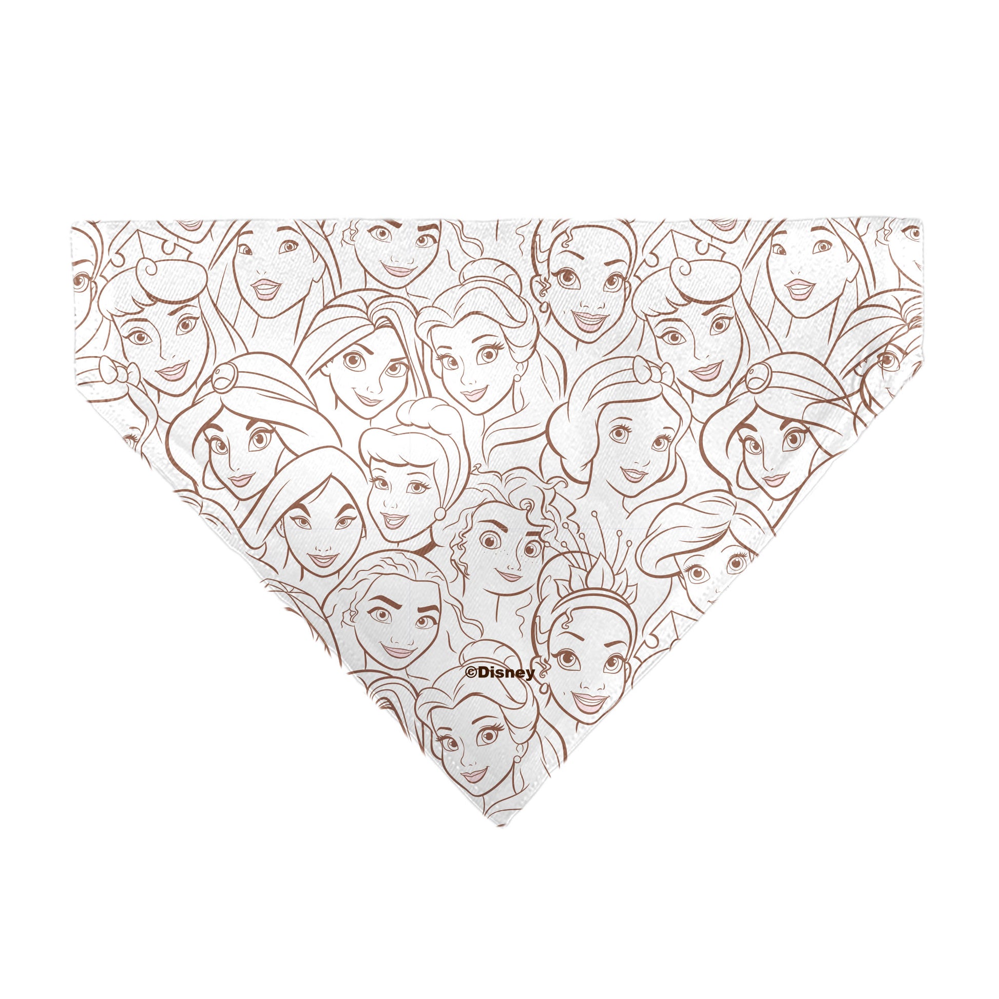 Pet Bandana - Disney Princess Faces Stacked White/Brown Pet Bandanas Disney