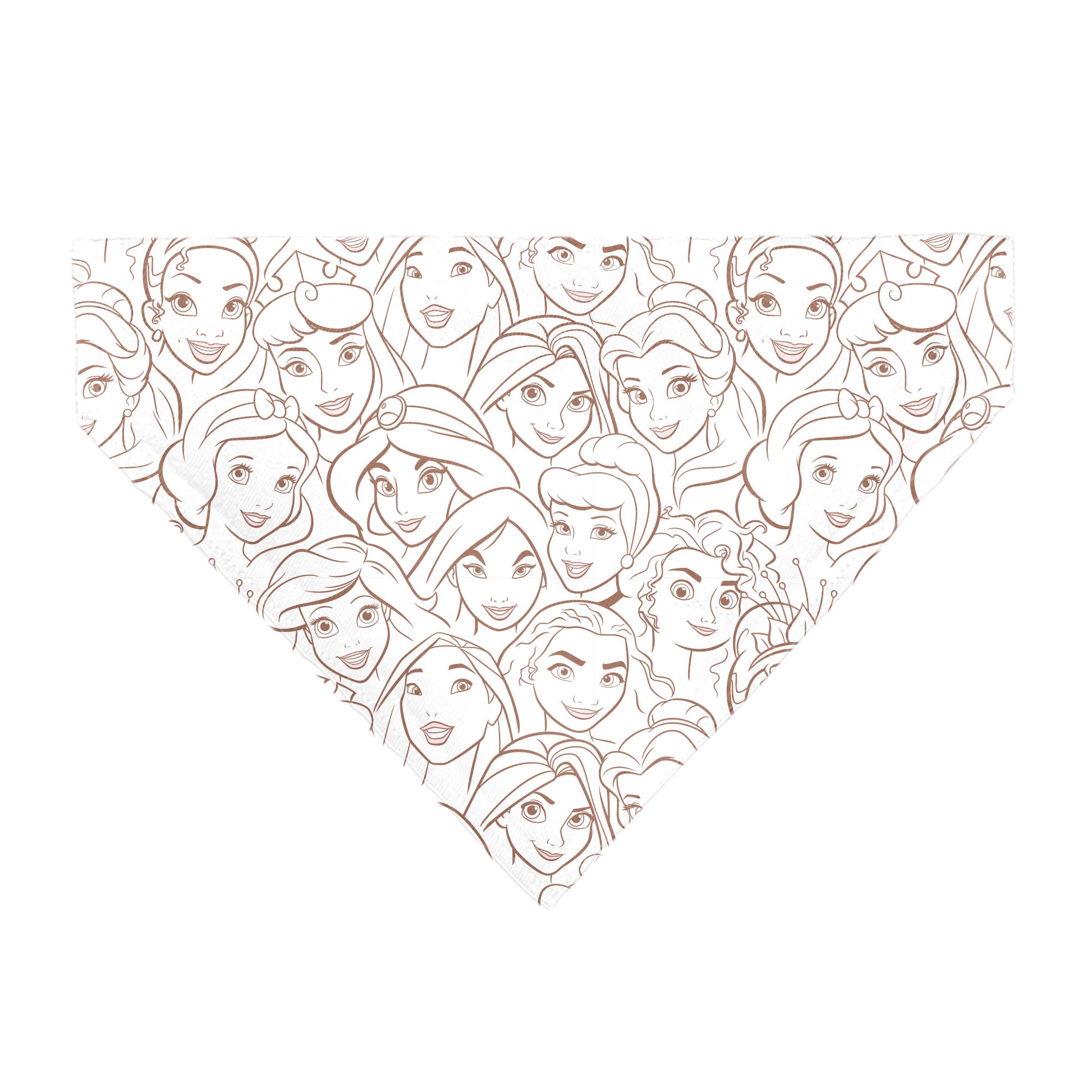 Pet Bandana - Disney Princess Faces Stacked White/Brown Pet Bandanas Disney
