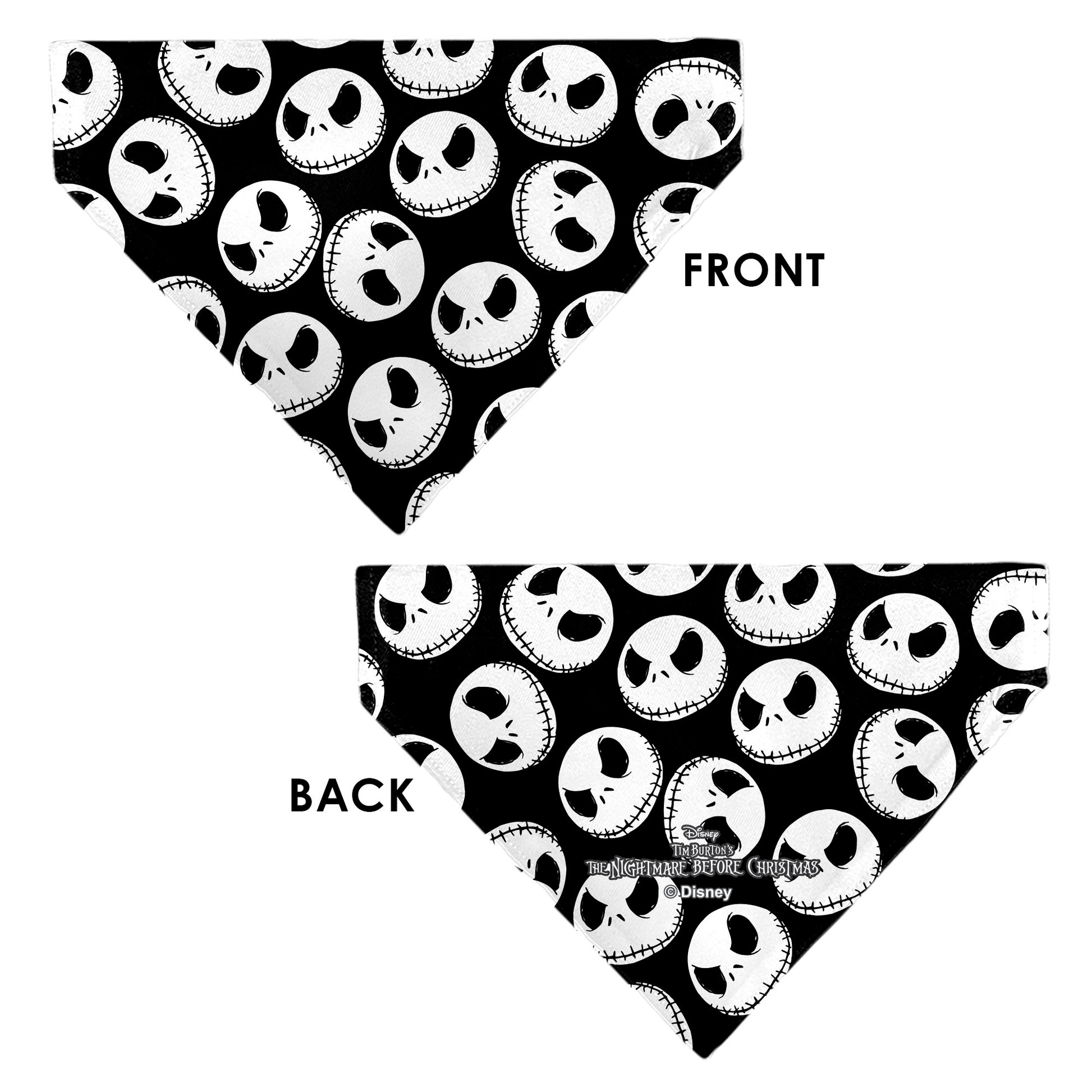Pet Bandana - The Nightmare Before Christmas Jack Expressions Scattered Black/White Pet Bandanas Disney