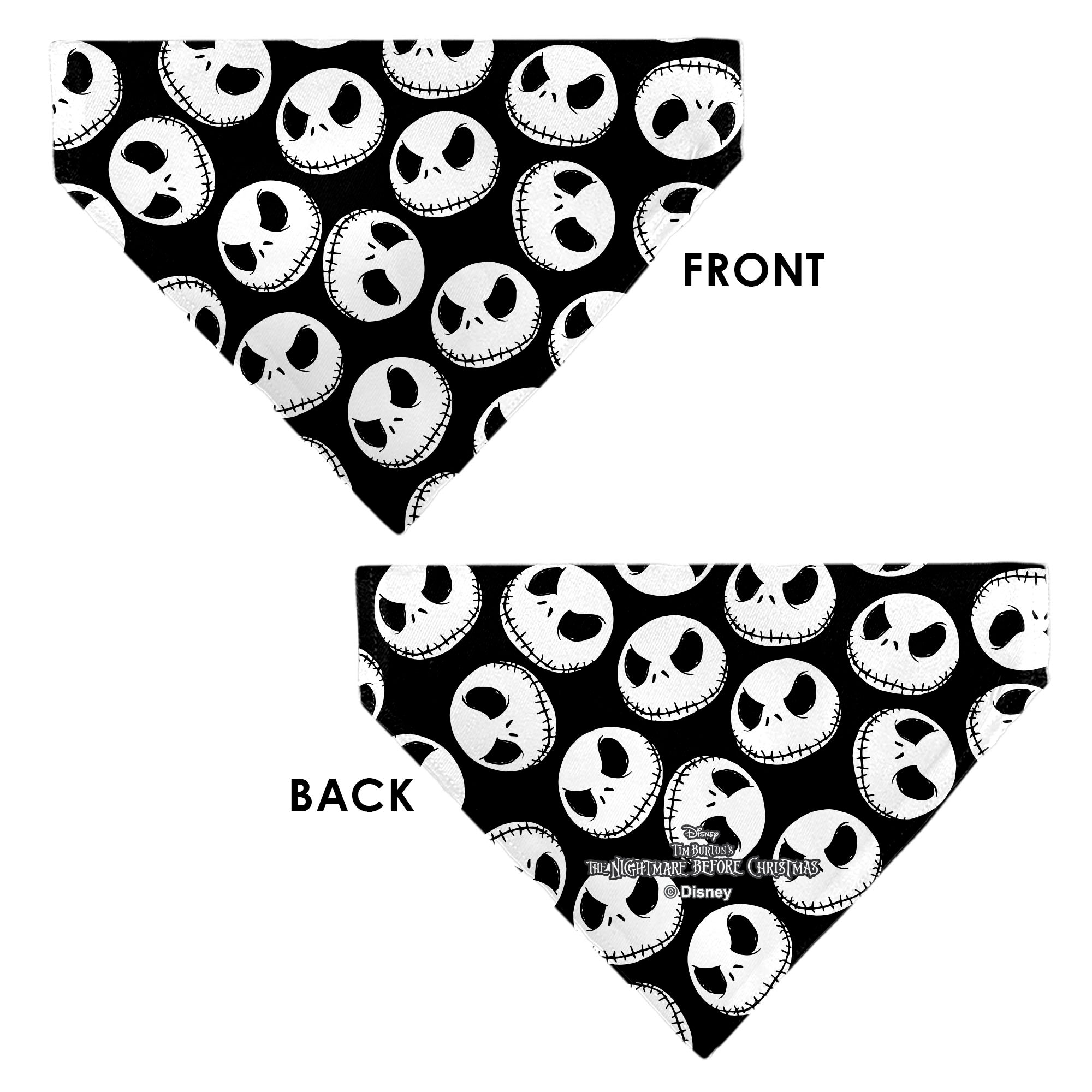 Pet Bandana - The Nightmare Before Christmas Jack Expressions Scattered Black/White Pet Bandanas Disney
