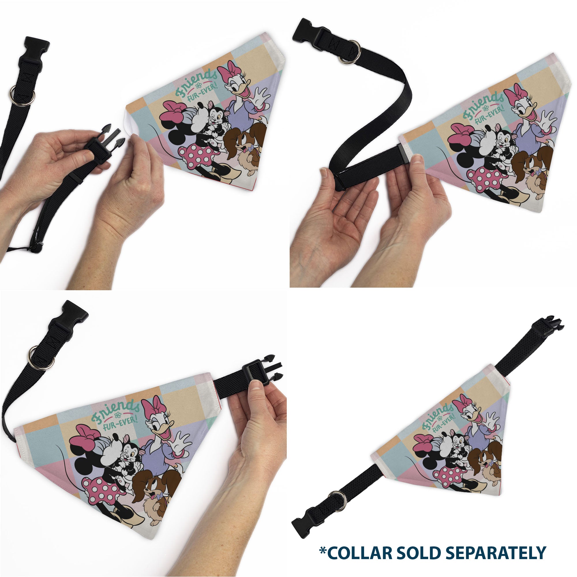 Pet Bandana - Minnie Mouse and Daisy Duck with Figaro and Fifi FRIENDS FUR-EVER Multi Color Pet Bandanas Disney