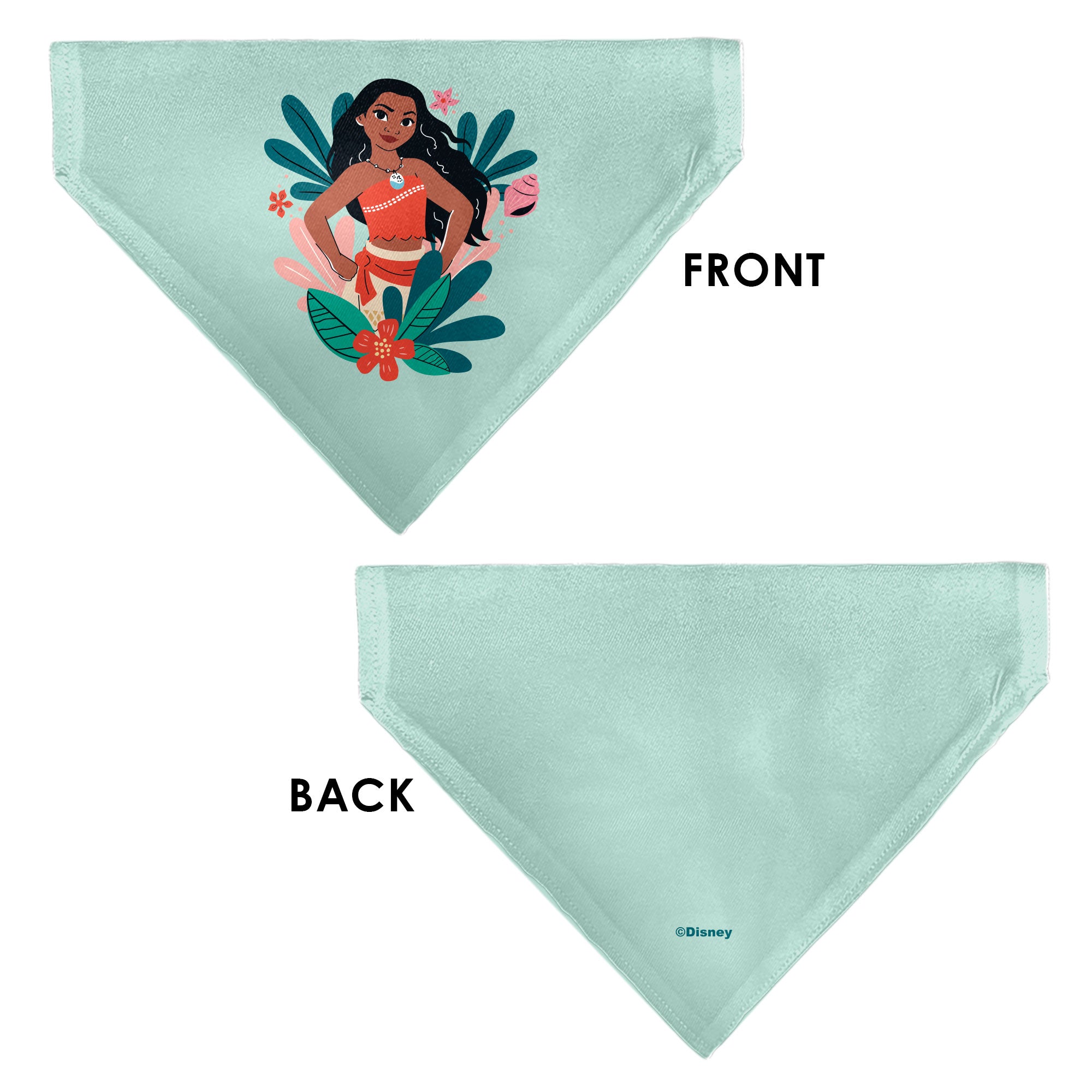 Pet Bandana - Moana Standing Pose and Plants Greens Pet Bandanas Disney