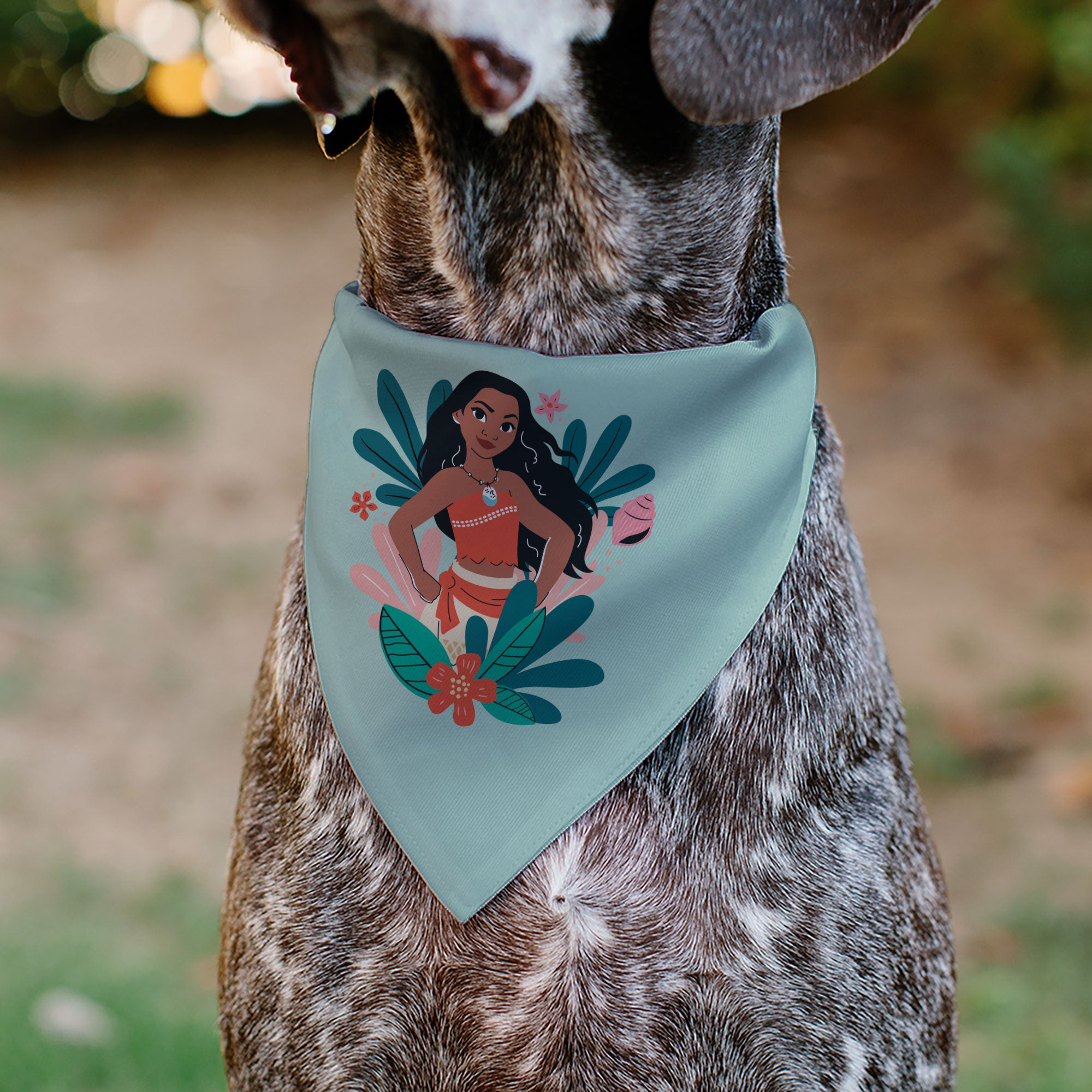 Pet Bandana - Moana Standing Pose and Plants Greens Pet Bandanas Disney