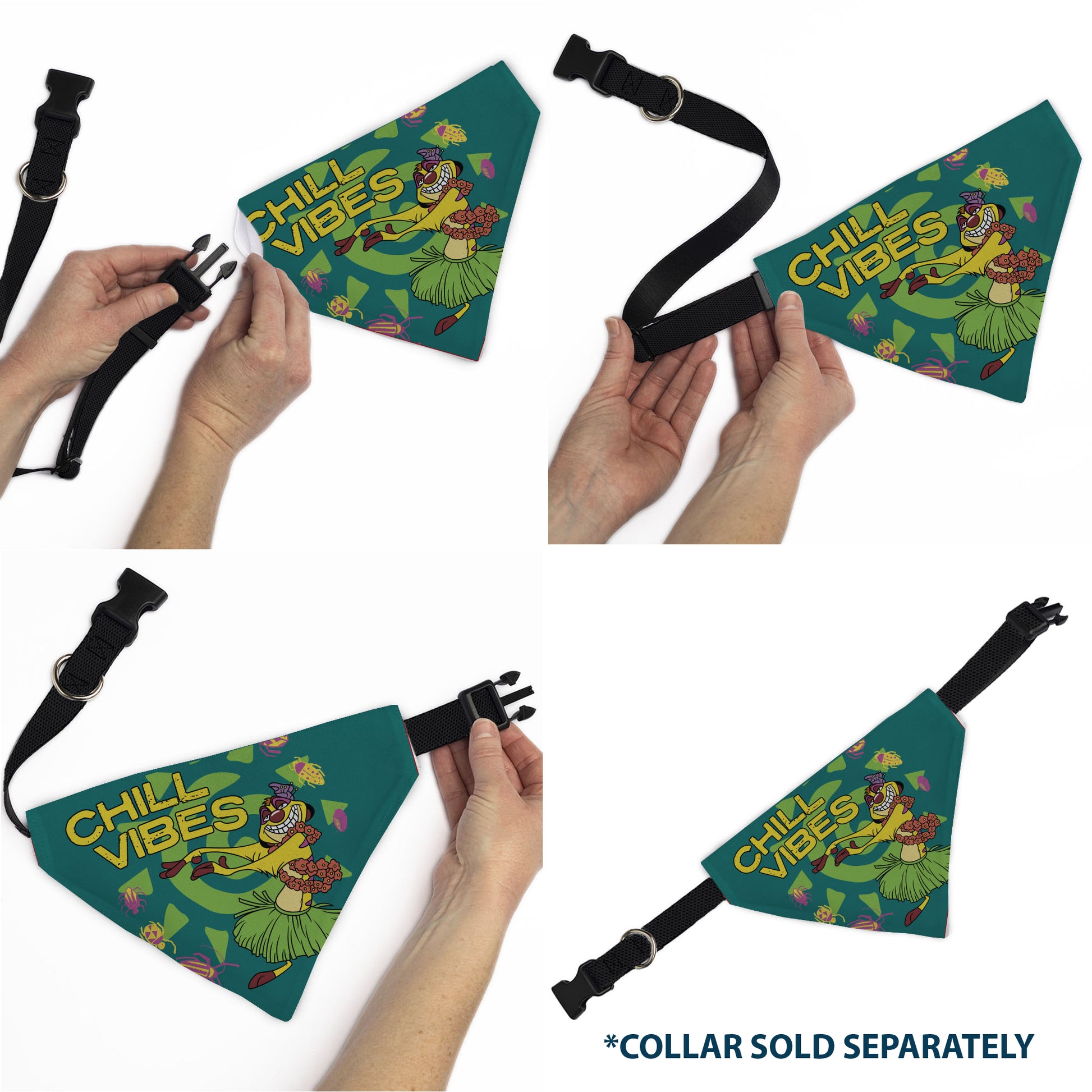 Pet Bandana - The Lion King Timon CHILL VIBES Hula Pose Blue/Multi Color Pet Bandanas Disney