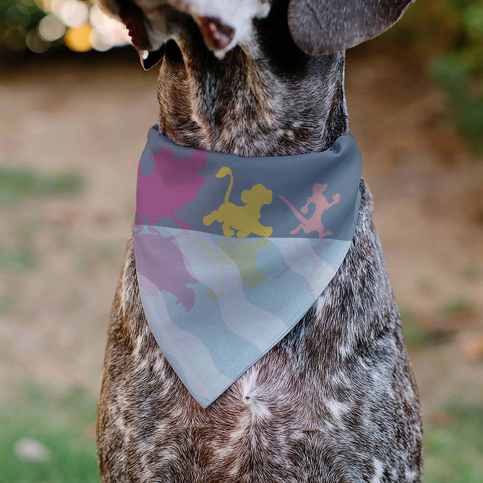 Pet Bandana - Lion King No Worries Silhouette Reflection Pose Blues/Pinks/Yellow Pet Bandanas Disney