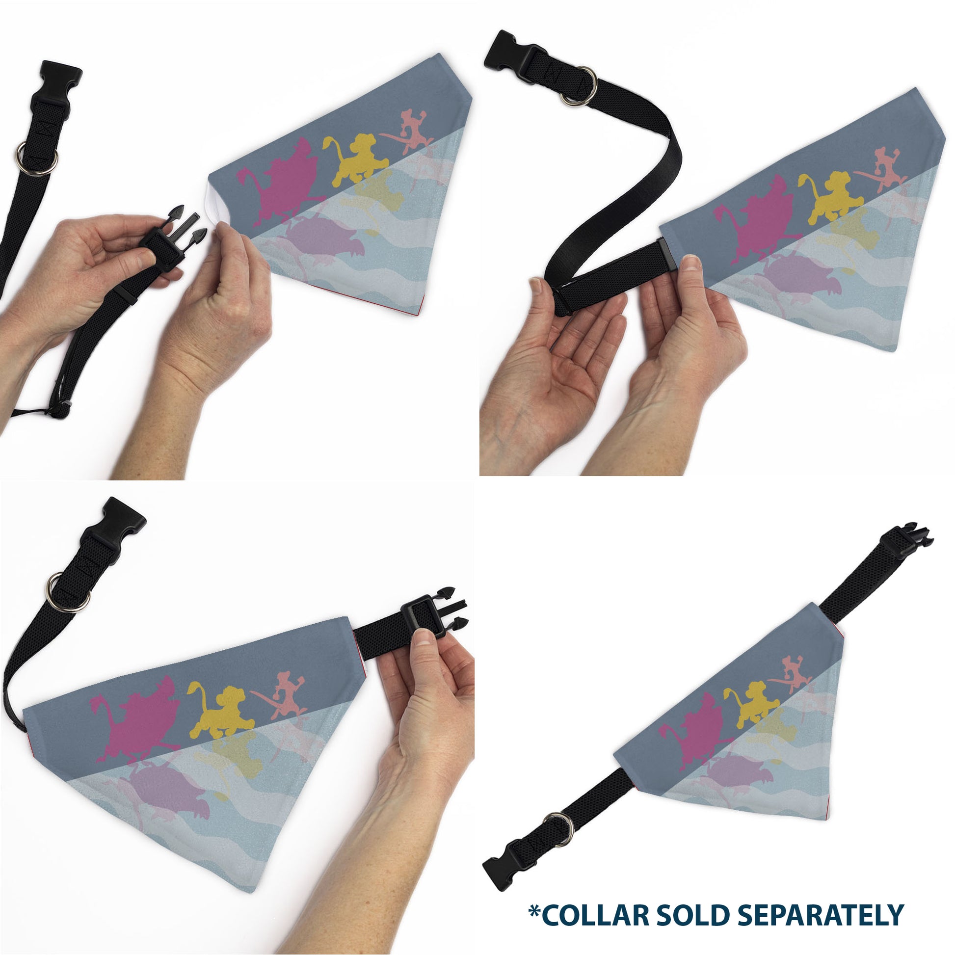 Pet Bandana - Lion King No Worries Silhouette Reflection Pose Blues/Pinks/Yellow Pet Bandanas Disney