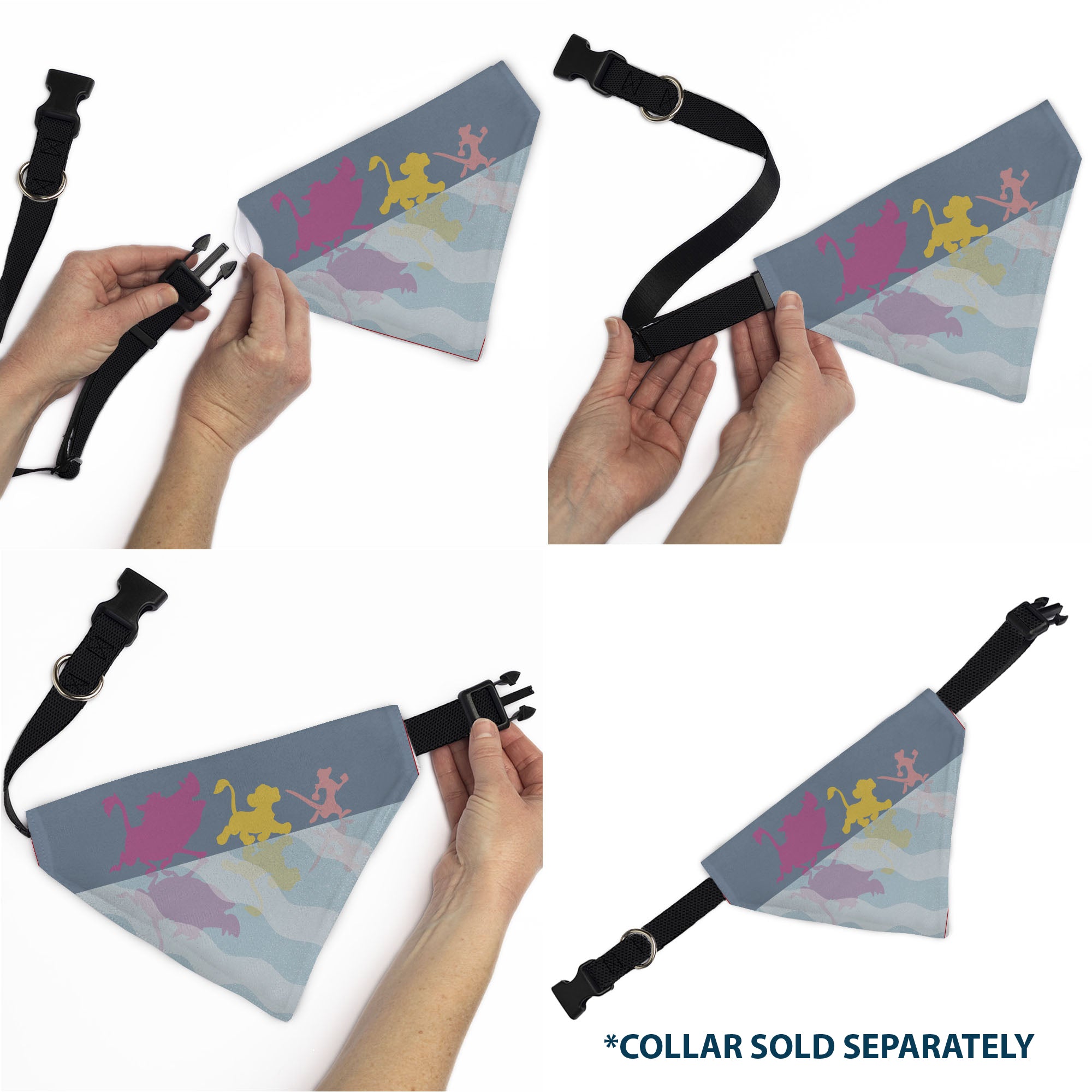 Pet Bandana - Lion King No Worries Silhouette Reflection Pose Blues/Pinks/Yellow Pet Bandanas Disney