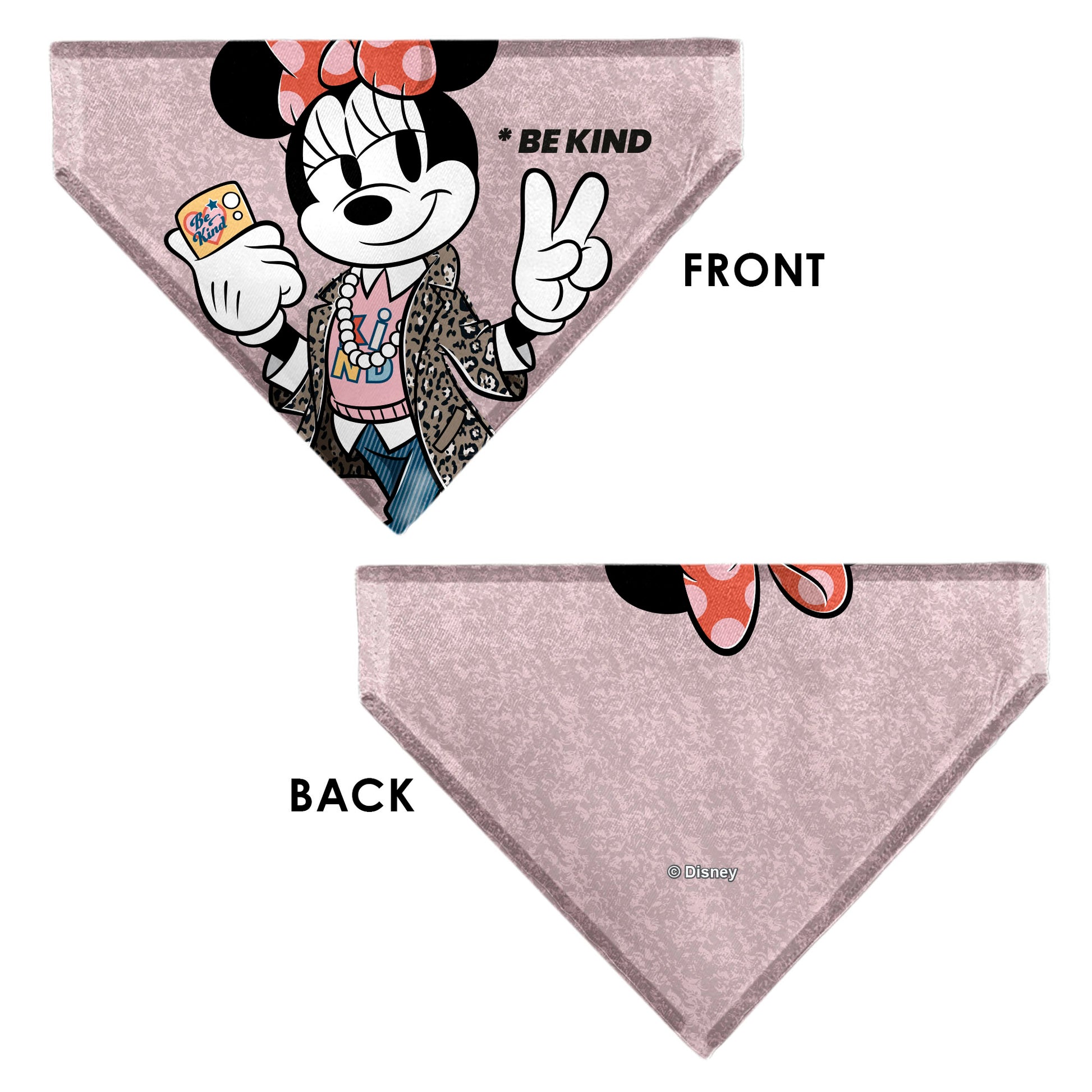 Pet Bandana - Minnie Mouse BE KIND Peace Pose Pinks Pet Bandanas Disney